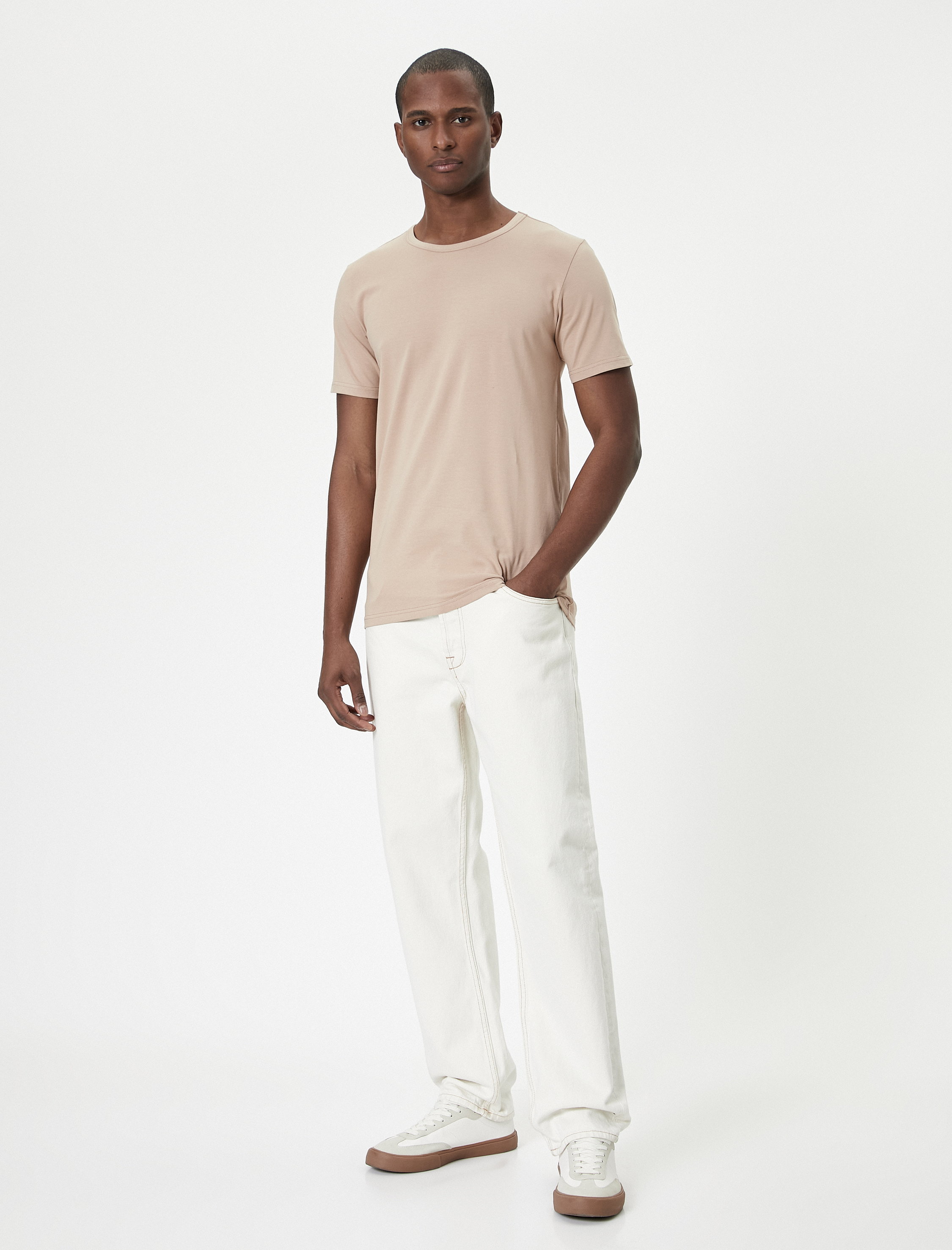   Slim Fit Tişört Basic Bisiklet Yaka Kısa Kollu