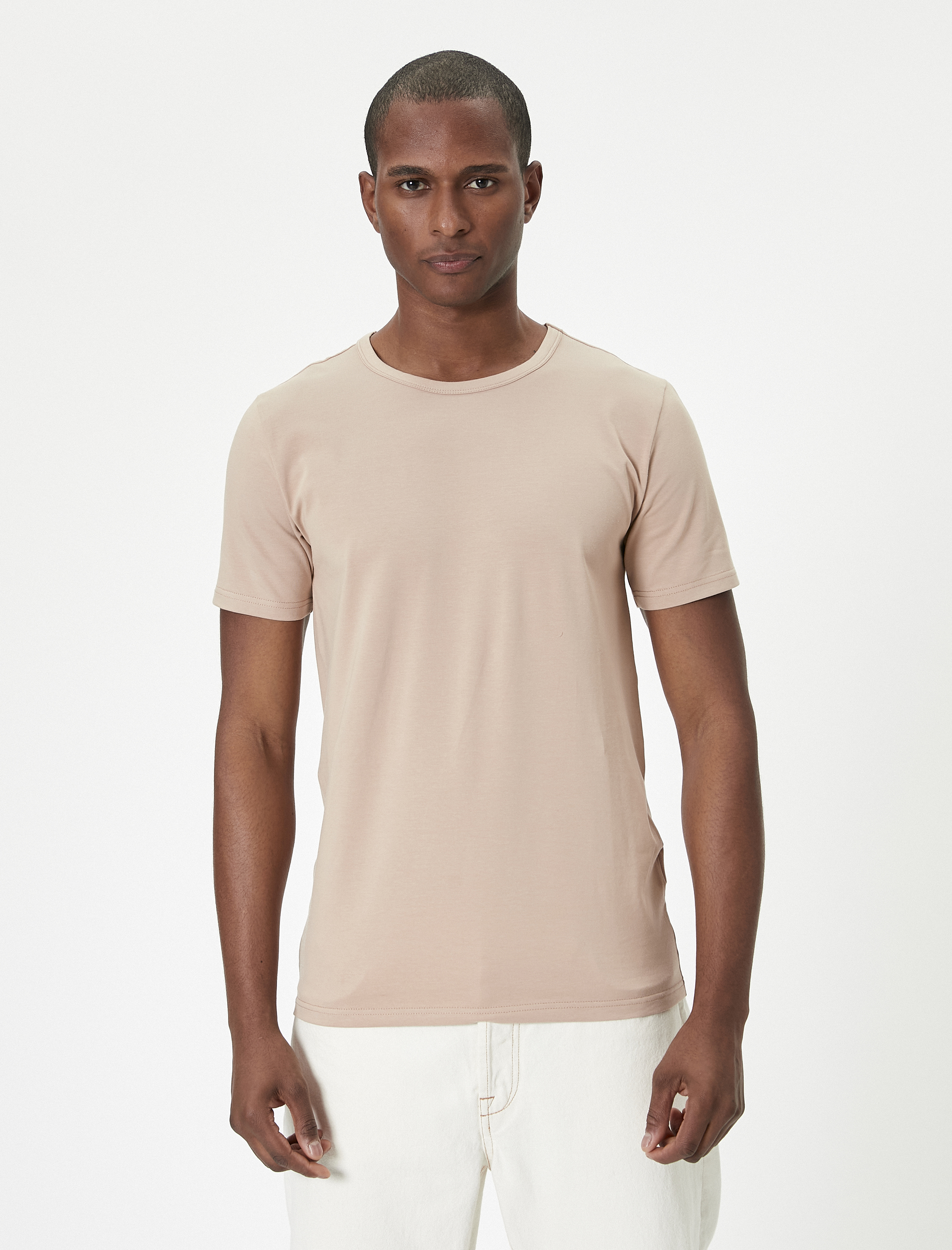   Slim Fit Tişört Basic Bisiklet Yaka Kısa Kollu