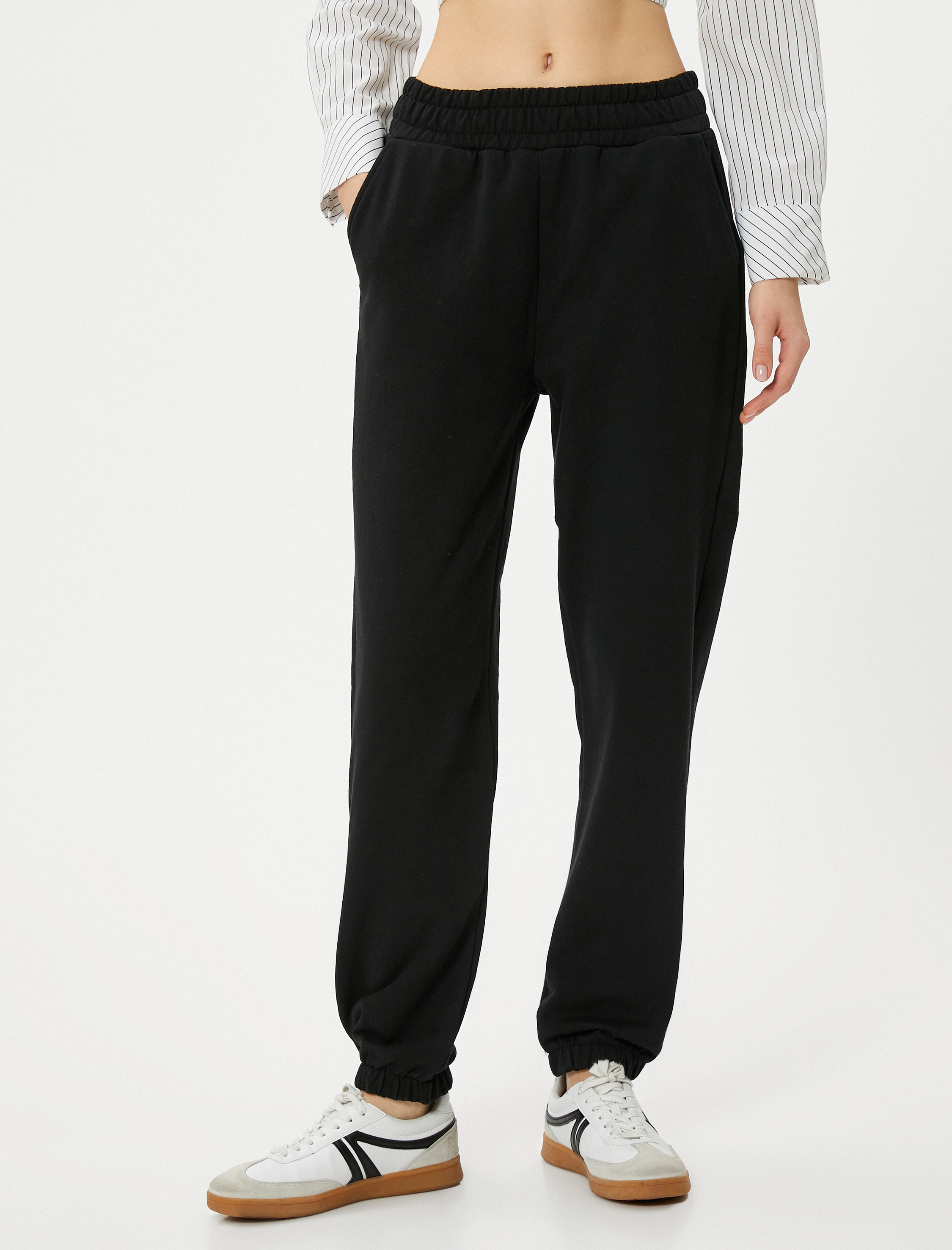   Şardonlu Jogger Eşofman Altı Beli Lastikli Cepli Rahat Kalıp