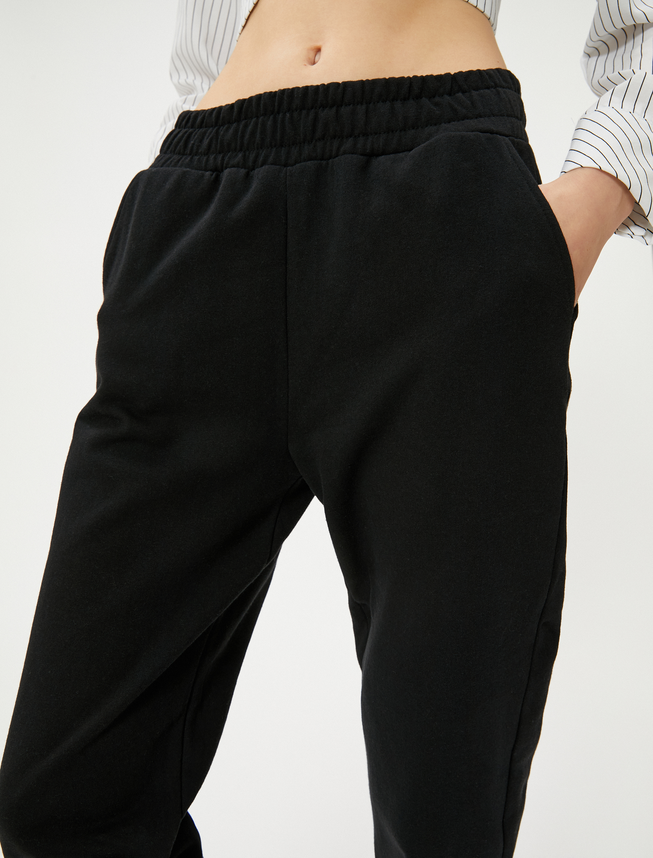   Şardonlu Jogger Eşofman Altı Beli Lastikli Cepli Rahat Kalıp