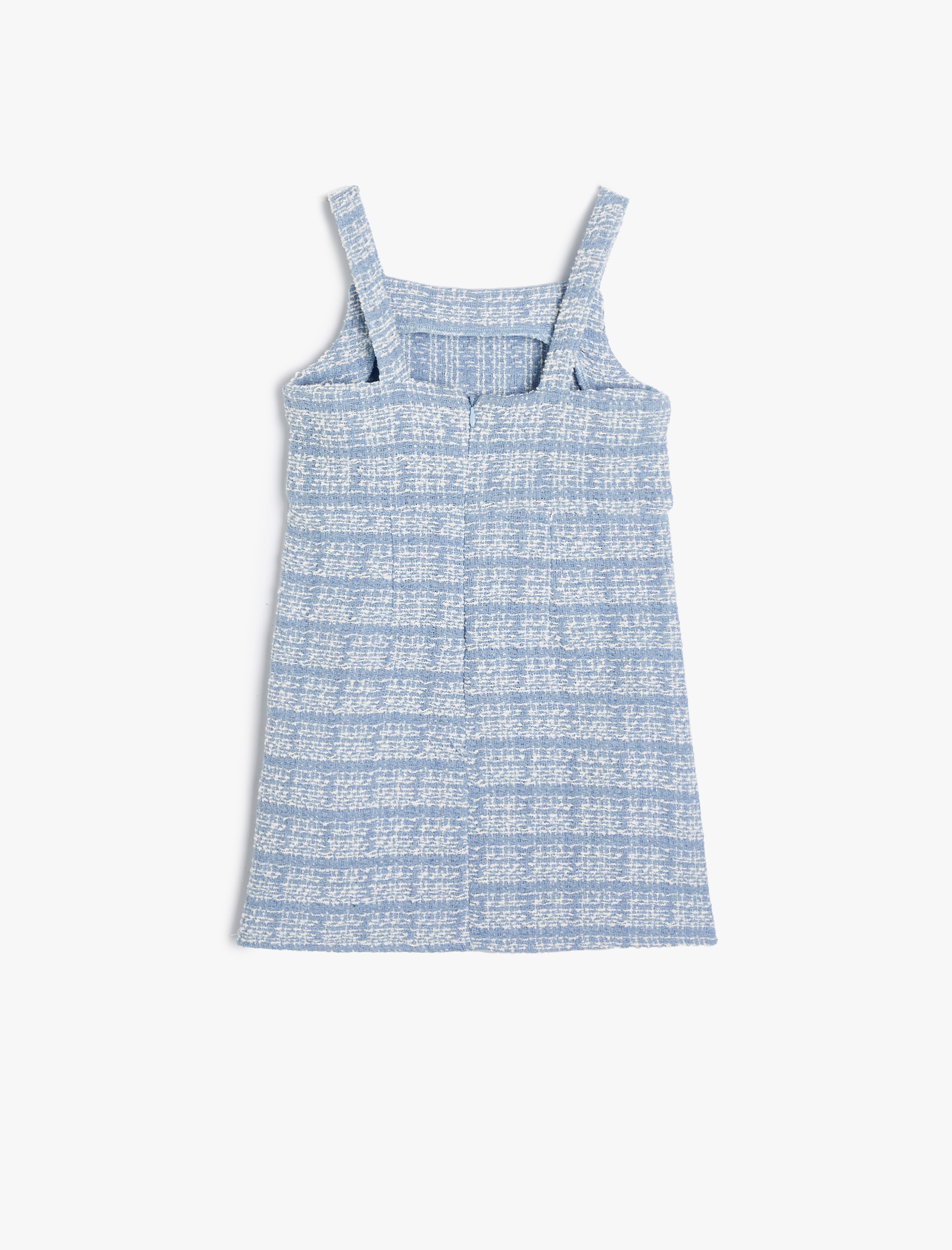  Kız Çocuk Tüvit Jile Elbise Askılı İnci Düğme Detaylı