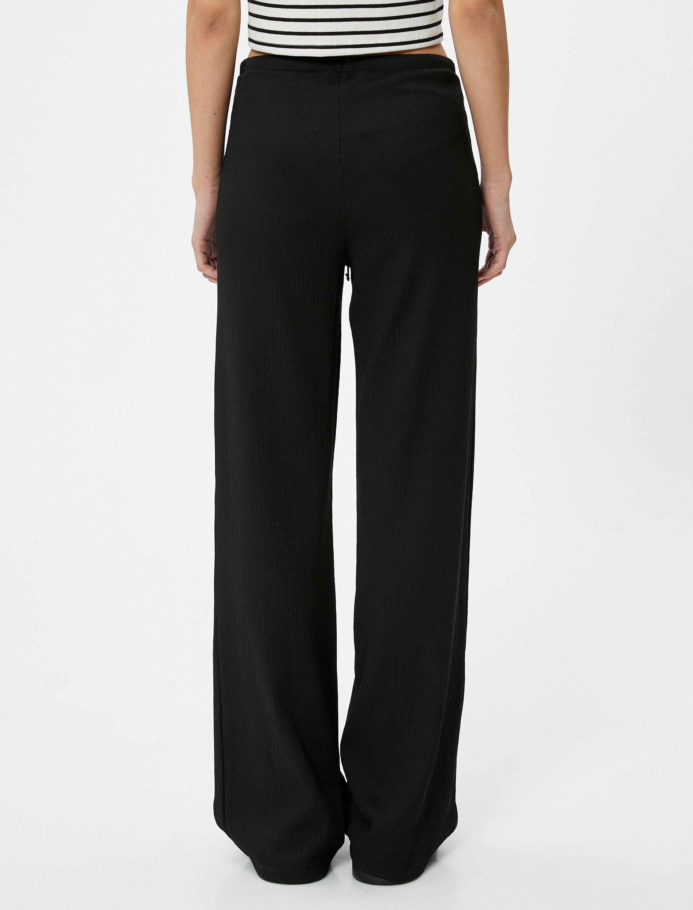   Bol Paça Pantolon Beli Bağlamalı Fitilli Bürümcük