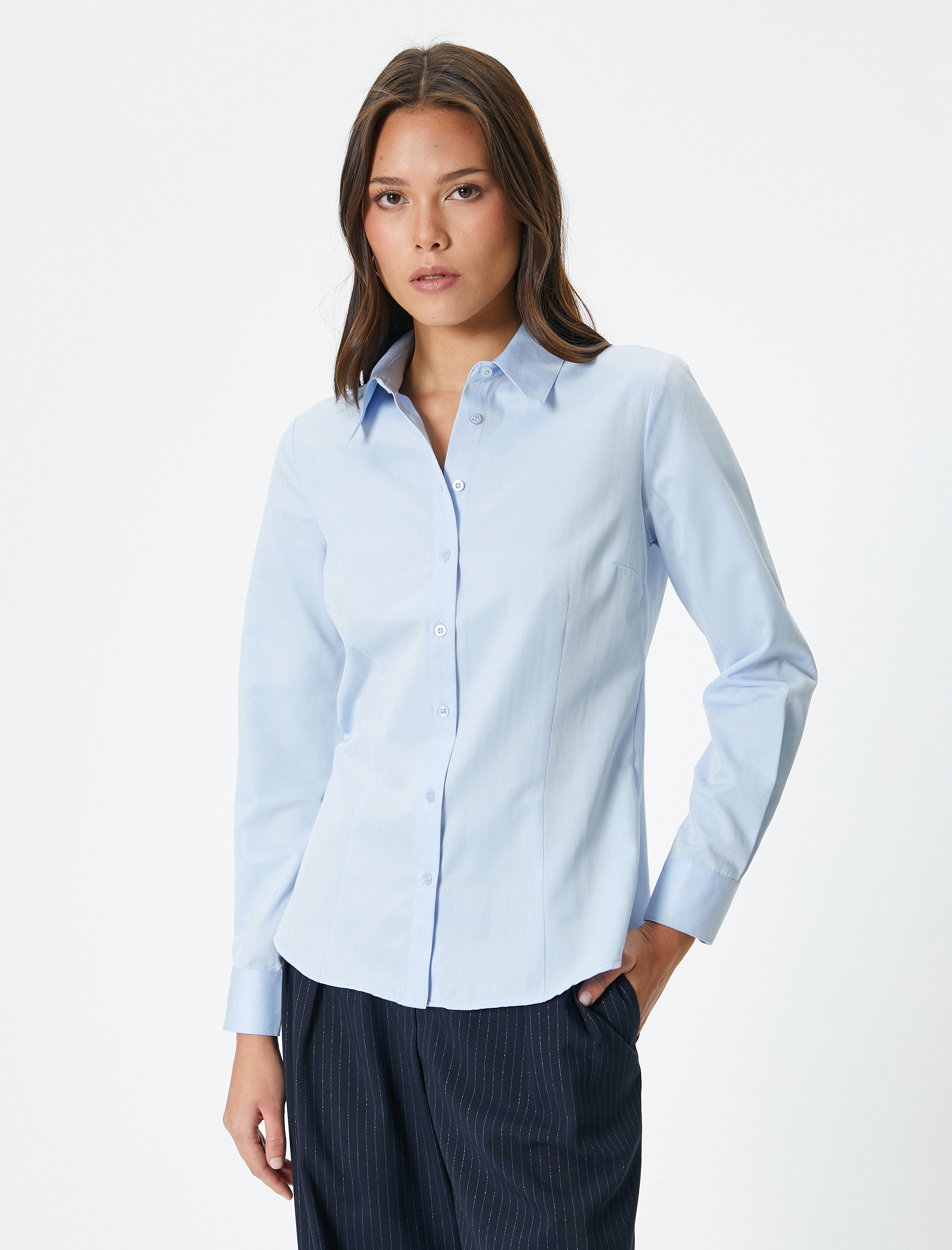   Slim Fit Gömlek Uzun Kollu Düğmeli