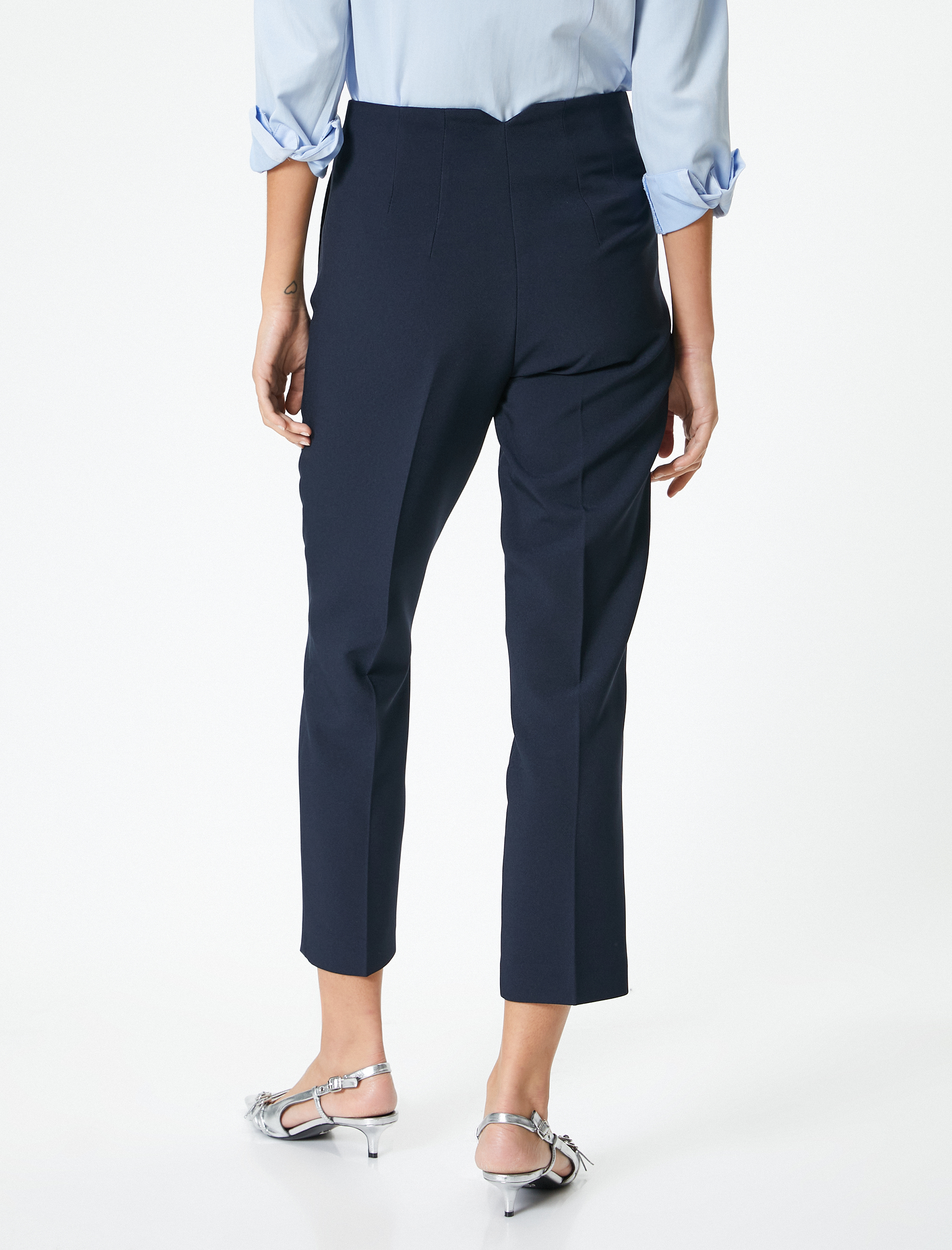   Cigarette Pantolon Yüksek Bel Slim Fit Dikiş Detaylı Cepli