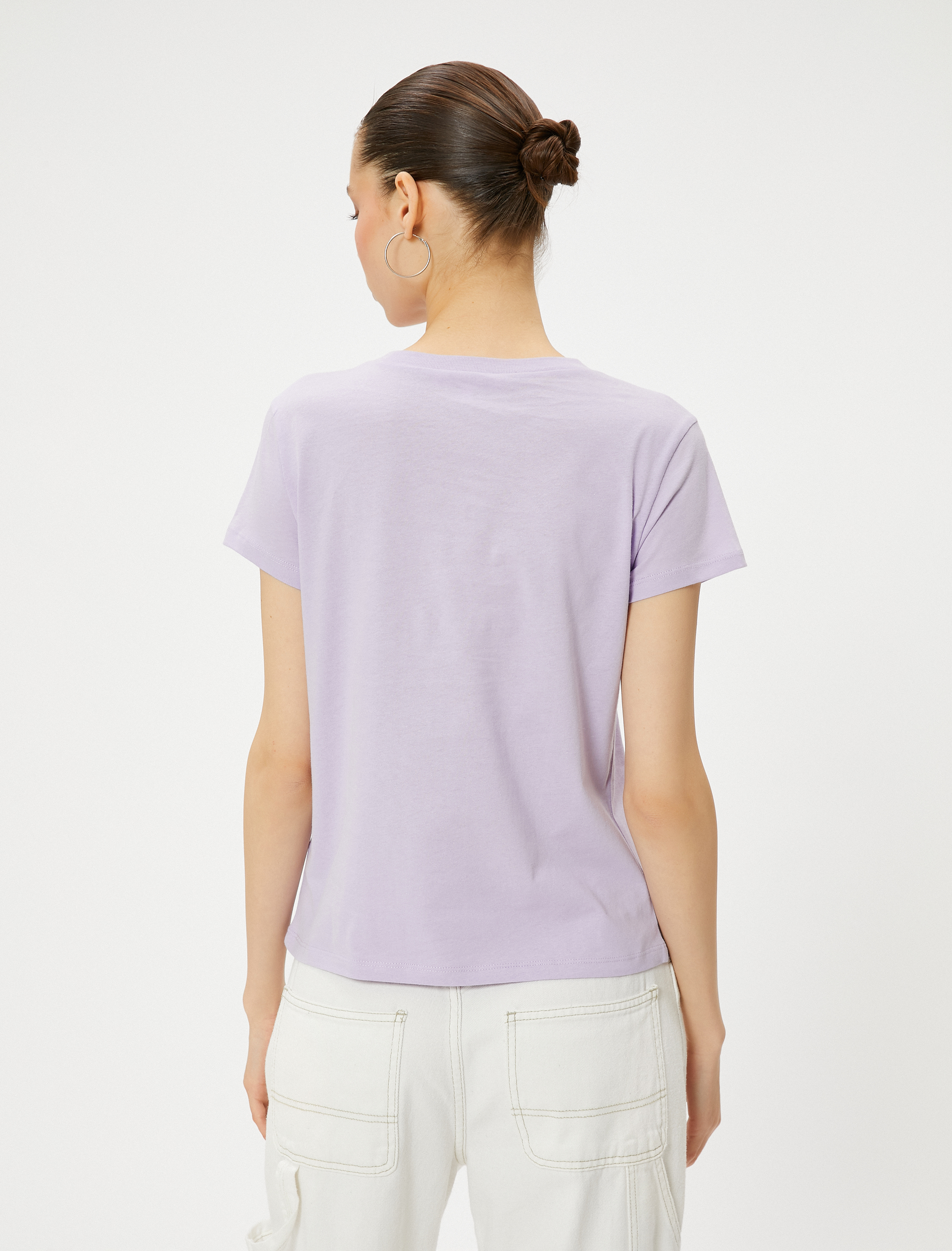   Tavşan Baskılı Tişört Kısa Kollu Bisiklet Yaka Pamuklu