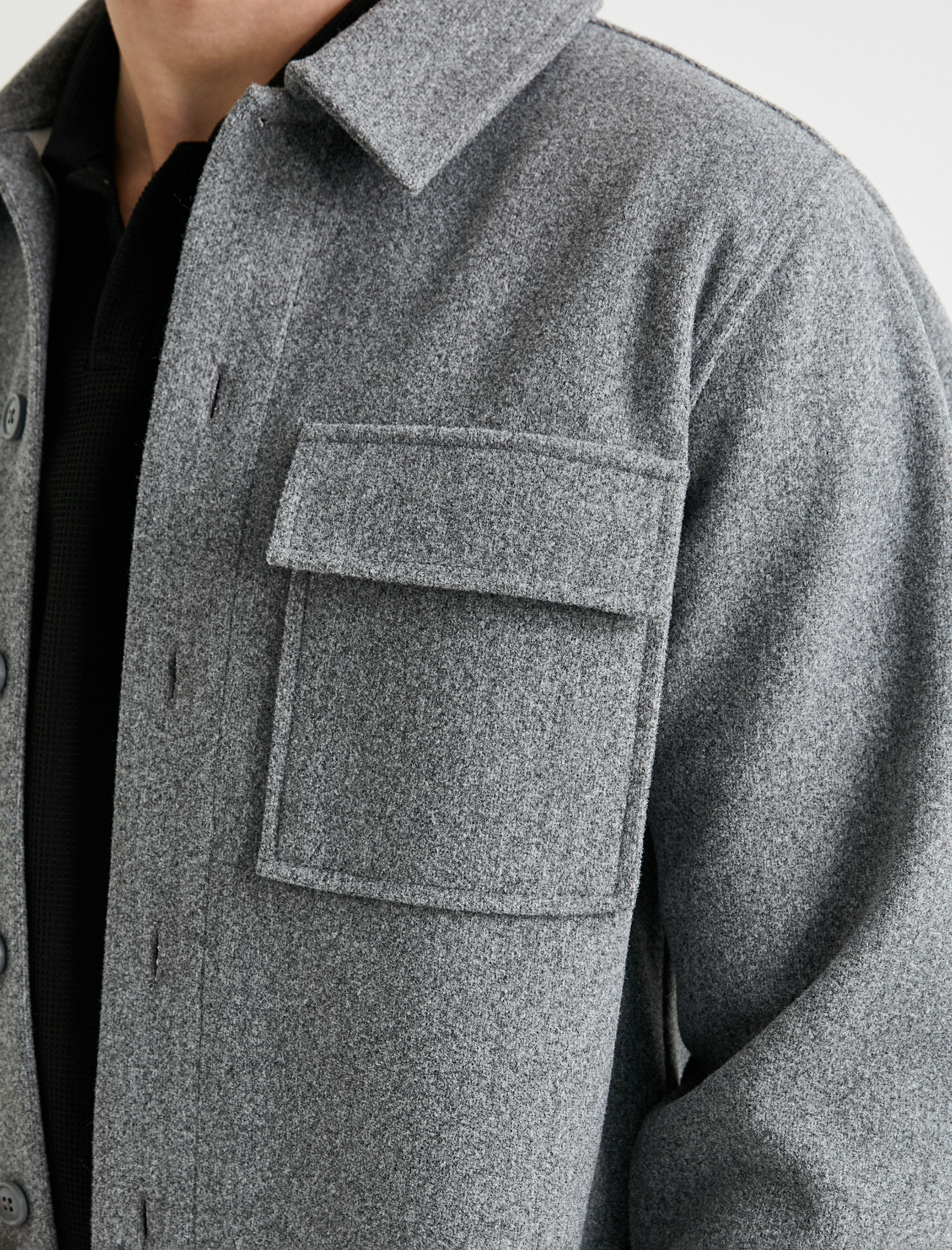   Gömlek Ceket Klasik Yaka Cep Detaylı Düğmeli