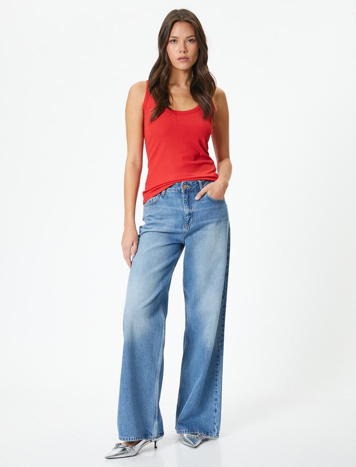  Fitilli Atlet Kalın Askılı U Yaka Slim Fit