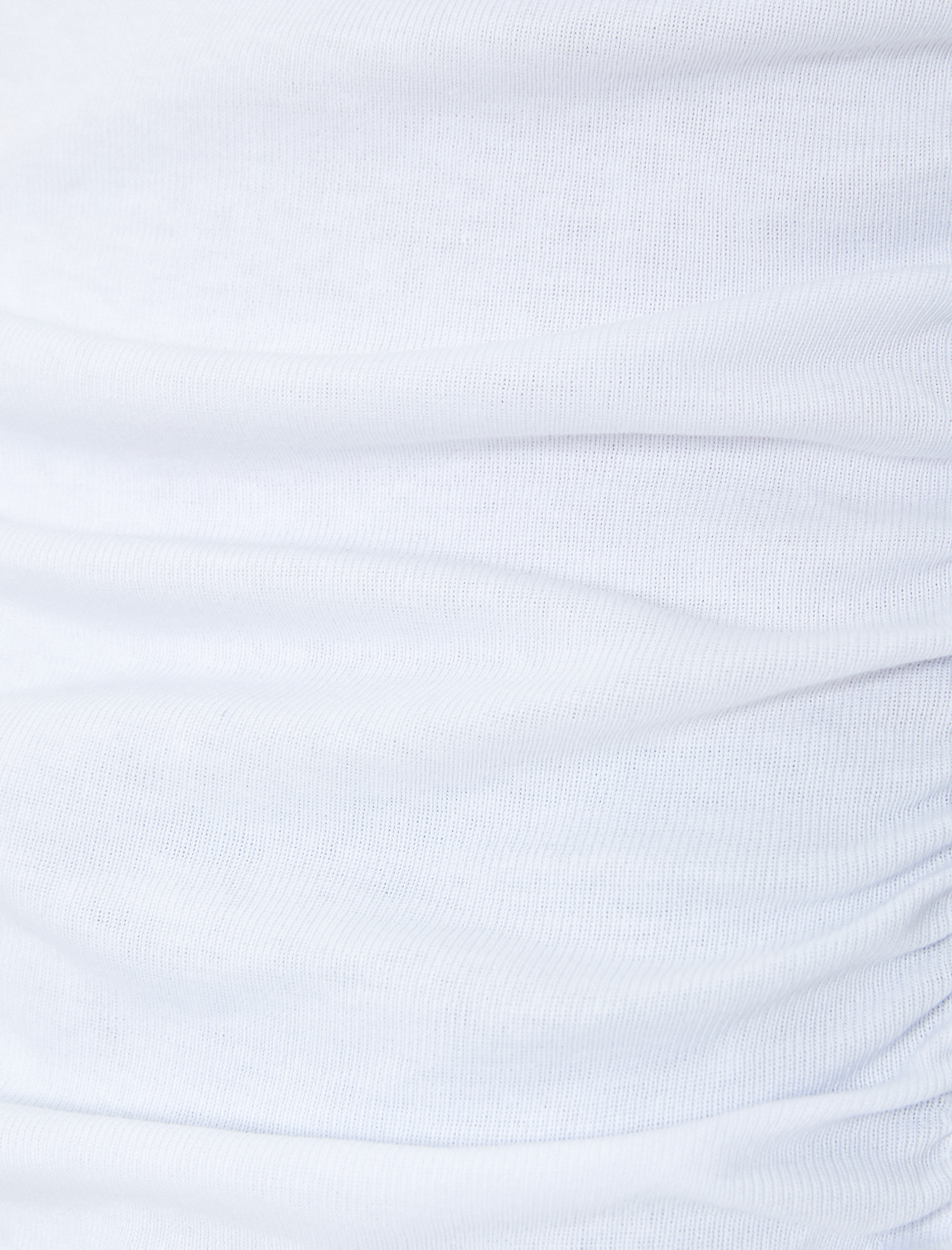   Tek Omzu Açık Tişört Uzun Kollu Drapeli Pamuklu