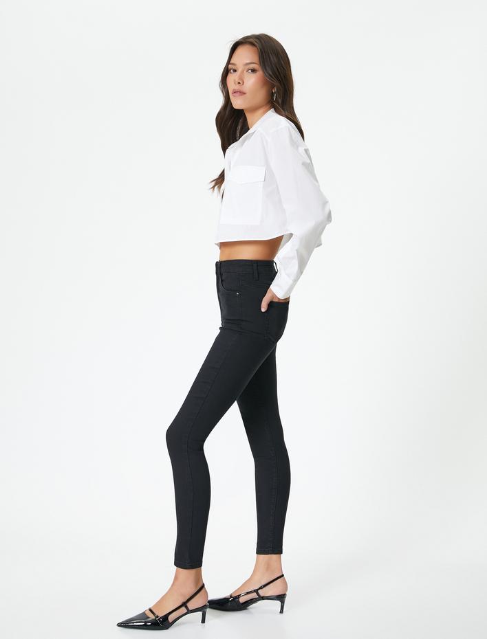  Yüksek Bel Skinny Kot Pantolon Dar Paça Cepli - Carmen Skinny Jeans