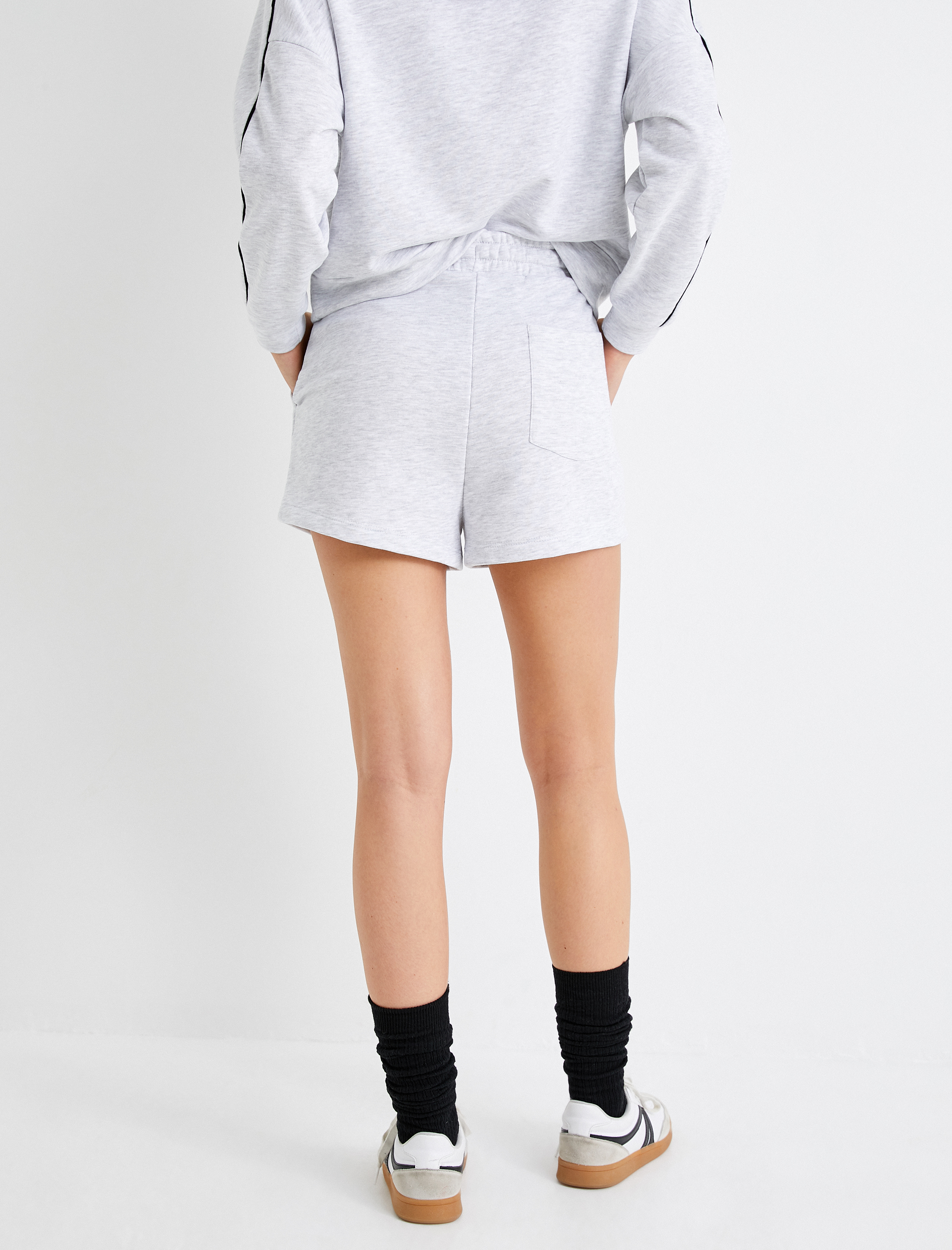   Ekstra Mini Şort Spor Beli Bağlamalı Cepli