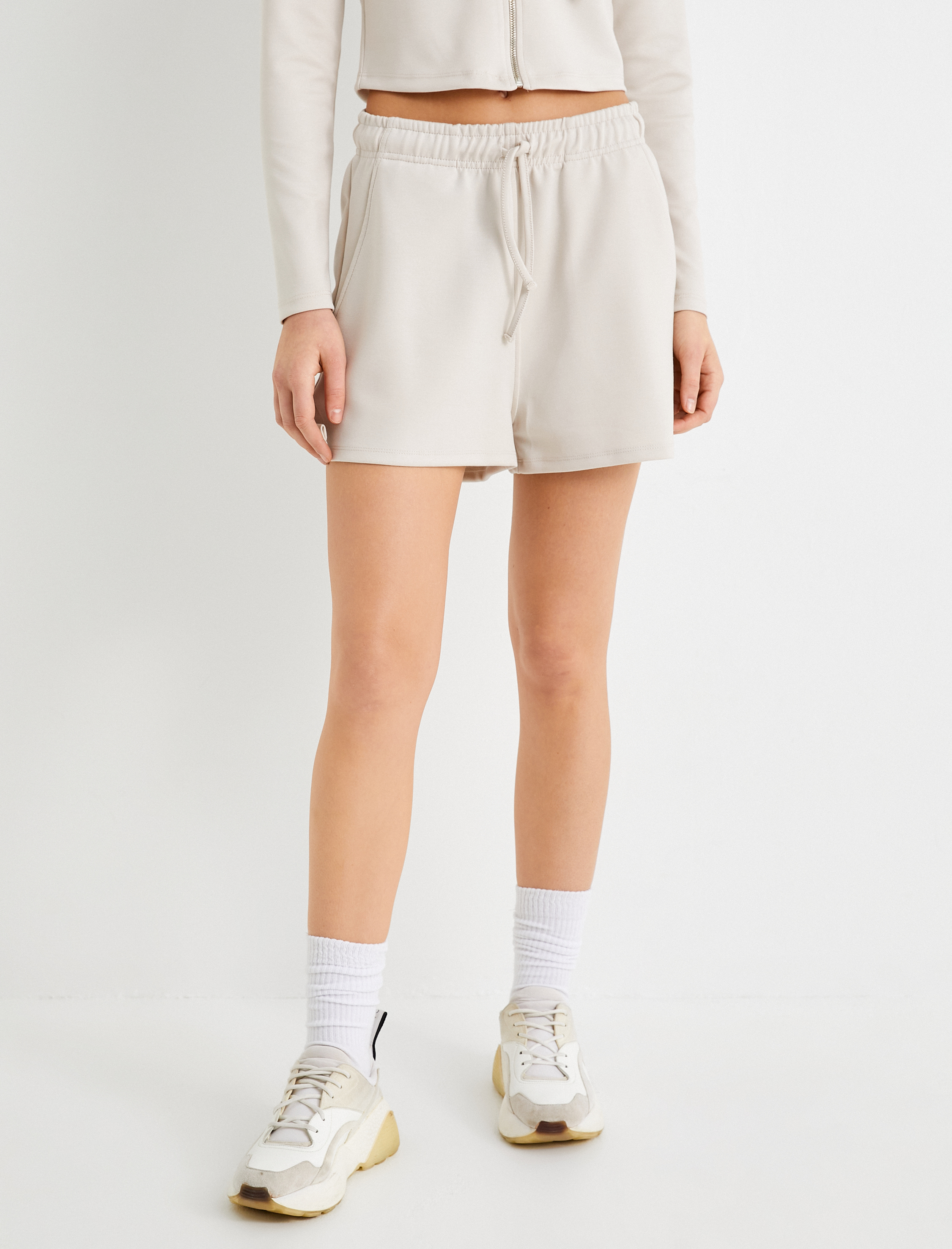   Modal Kumaş Kısa Şort Rahat Kalıp Beli Bağlamalı Cepli