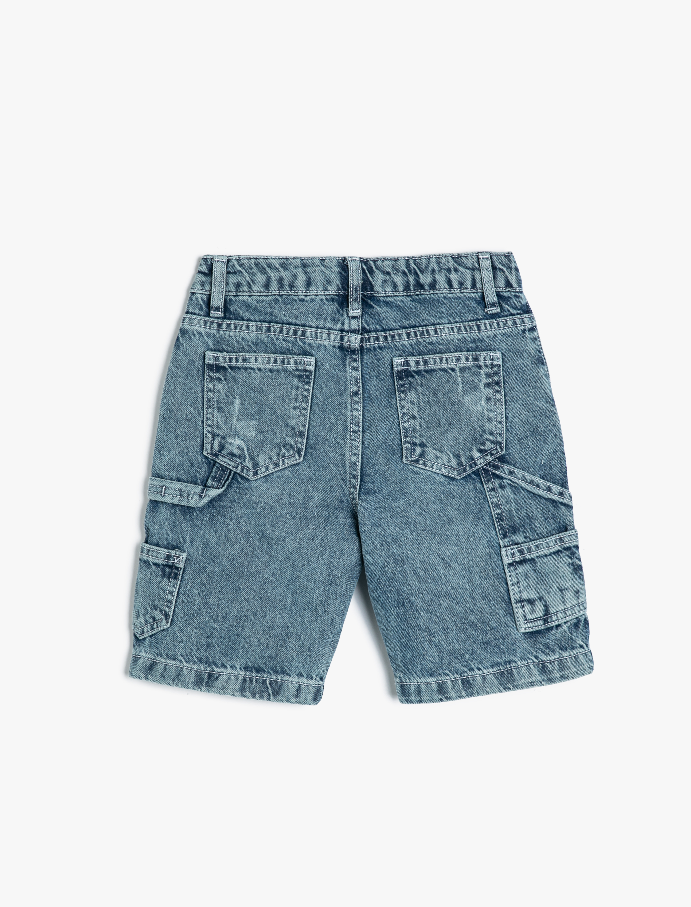  Erkek Çocuk Kot Şort Yıpratılmış Detaylı Cepli Pamuklu