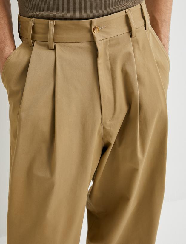 Baggy Pantolon Düğmeli Cep Detaylı Rahat Kesim_4