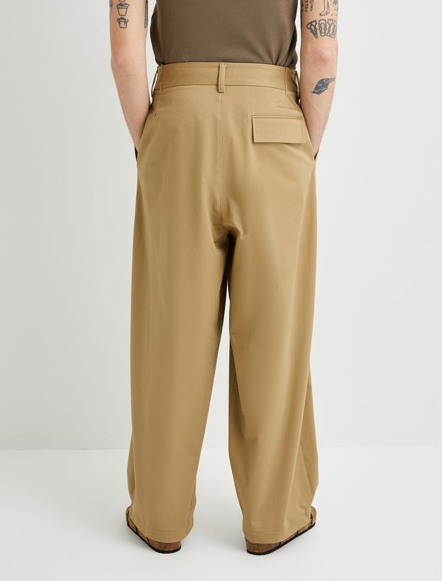 Baggy Pantolon Düğmeli Cep Detaylı Rahat Kesim_3