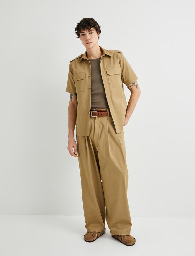 Baggy Pantolon Düğmeli Cep Detaylı Rahat Kesim_1