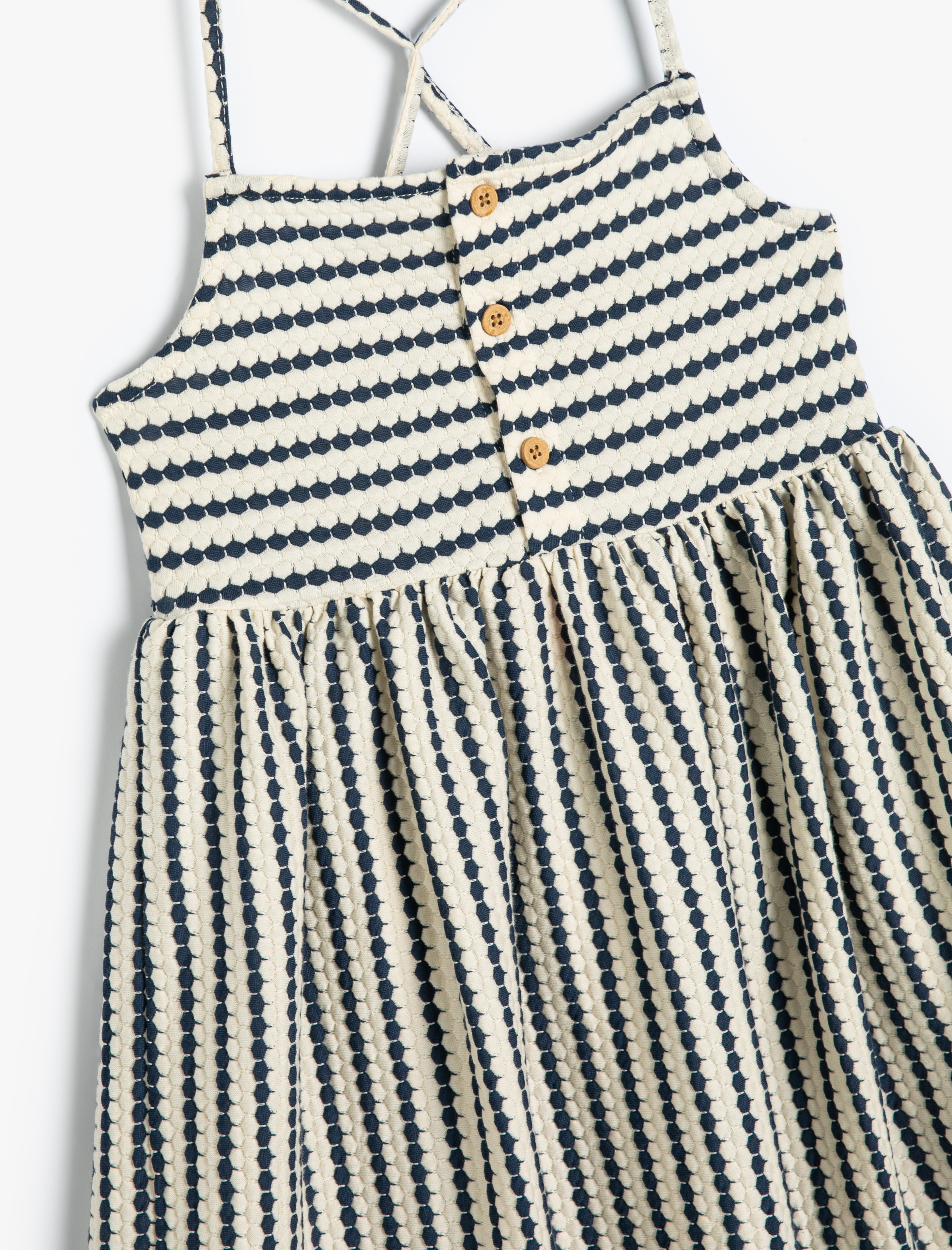 Kız Bebek Askılı Elbise Düğme Detaylı Arkası Çapraz