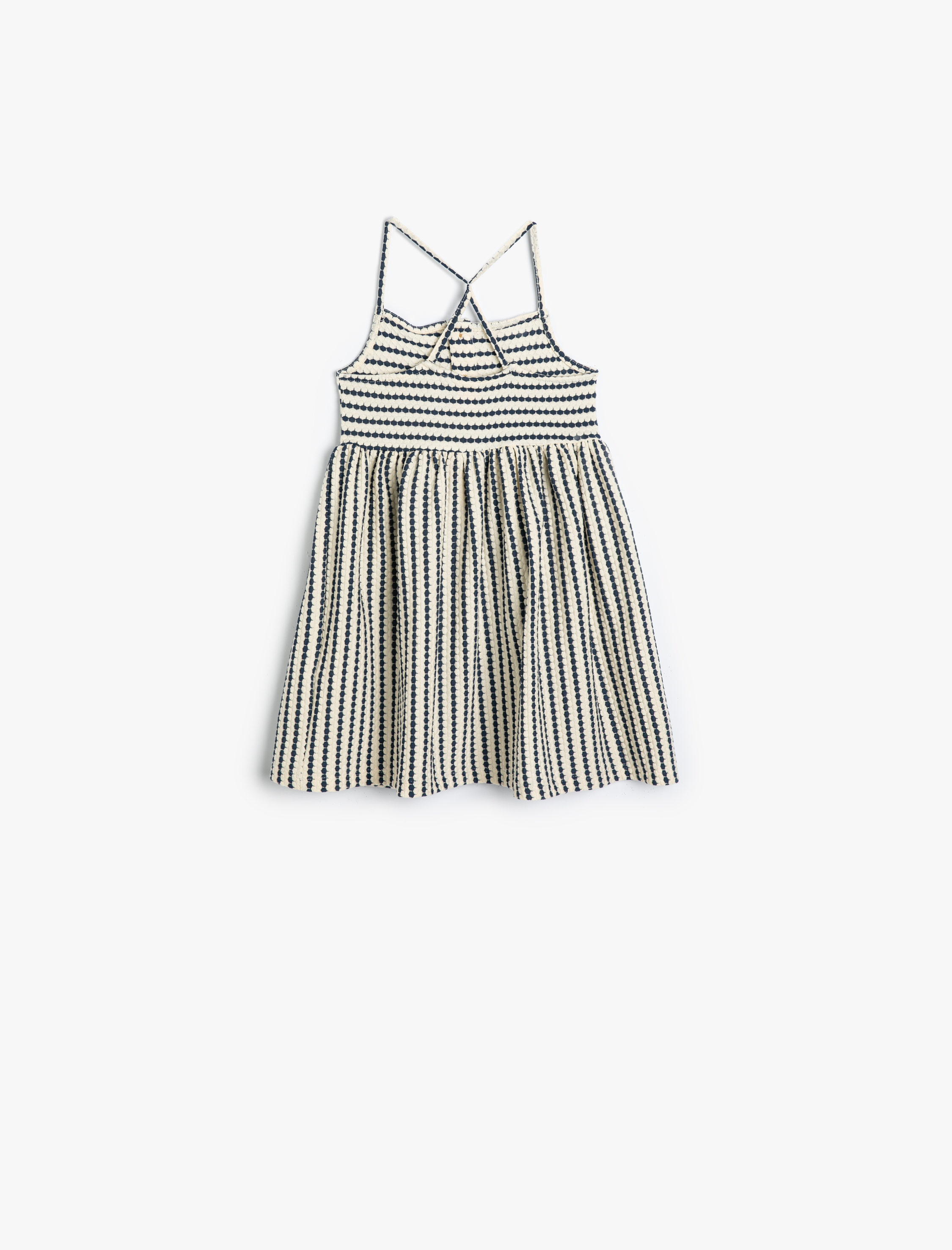 Kız Bebek Askılı Elbise Düğme Detaylı Arkası Çapraz