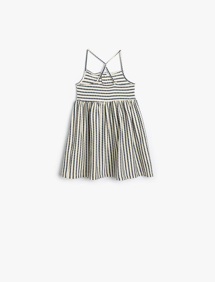 Kız Bebek Askılı Elbise Düğme Detaylı Arkası Çapraz