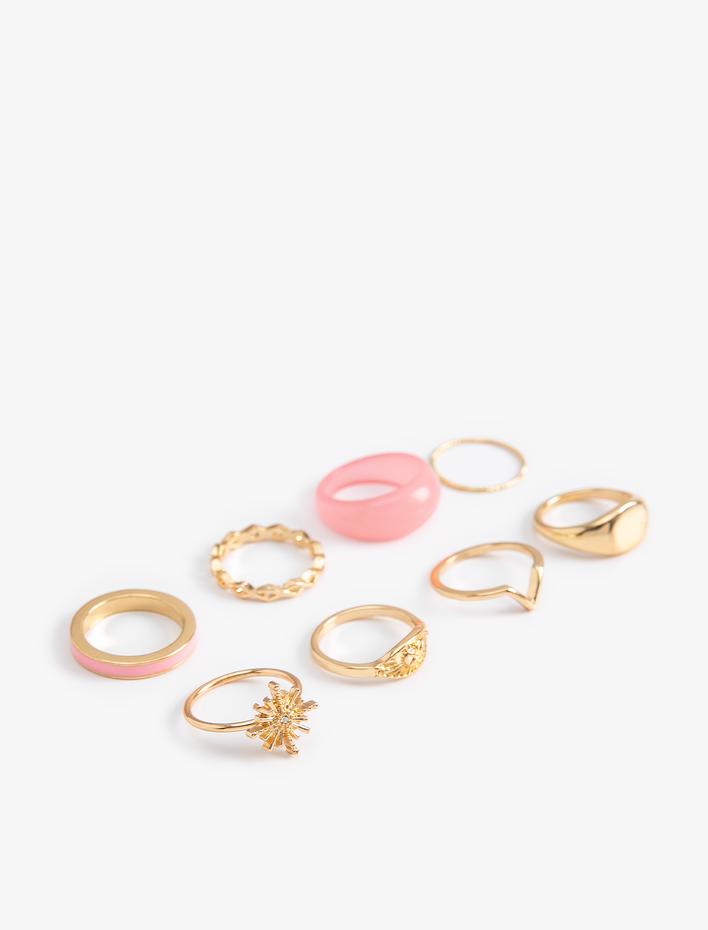 Kadın Çelik Karışımlı 8'li Yüzük Seti