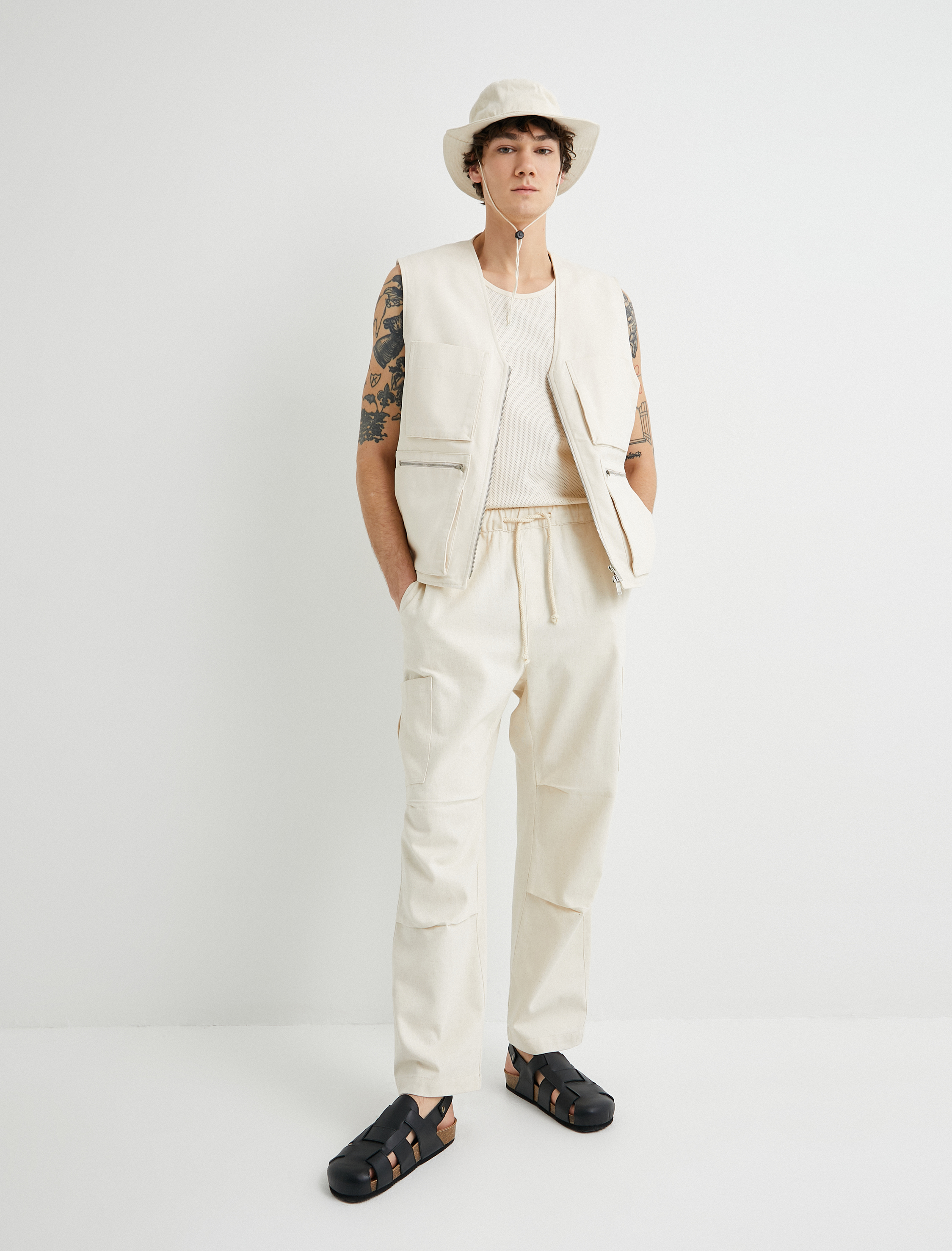   Bol Pantolon Kargo Cepli Rahat Kesim Beli Bağcıklı