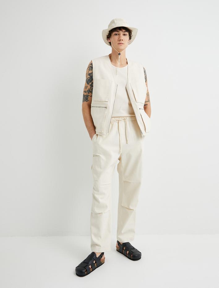  Bol Pantolon Kargo Cepli Rahat Kesim Beli Bağcıklı