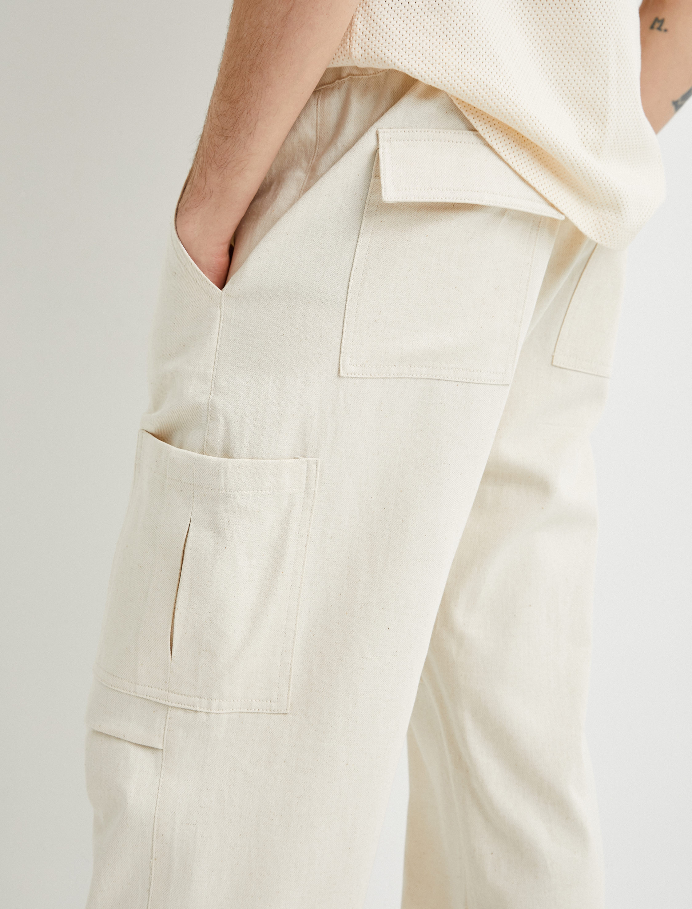   Bol Pantolon Kargo Cepli Rahat Kesim Beli Bağcıklı