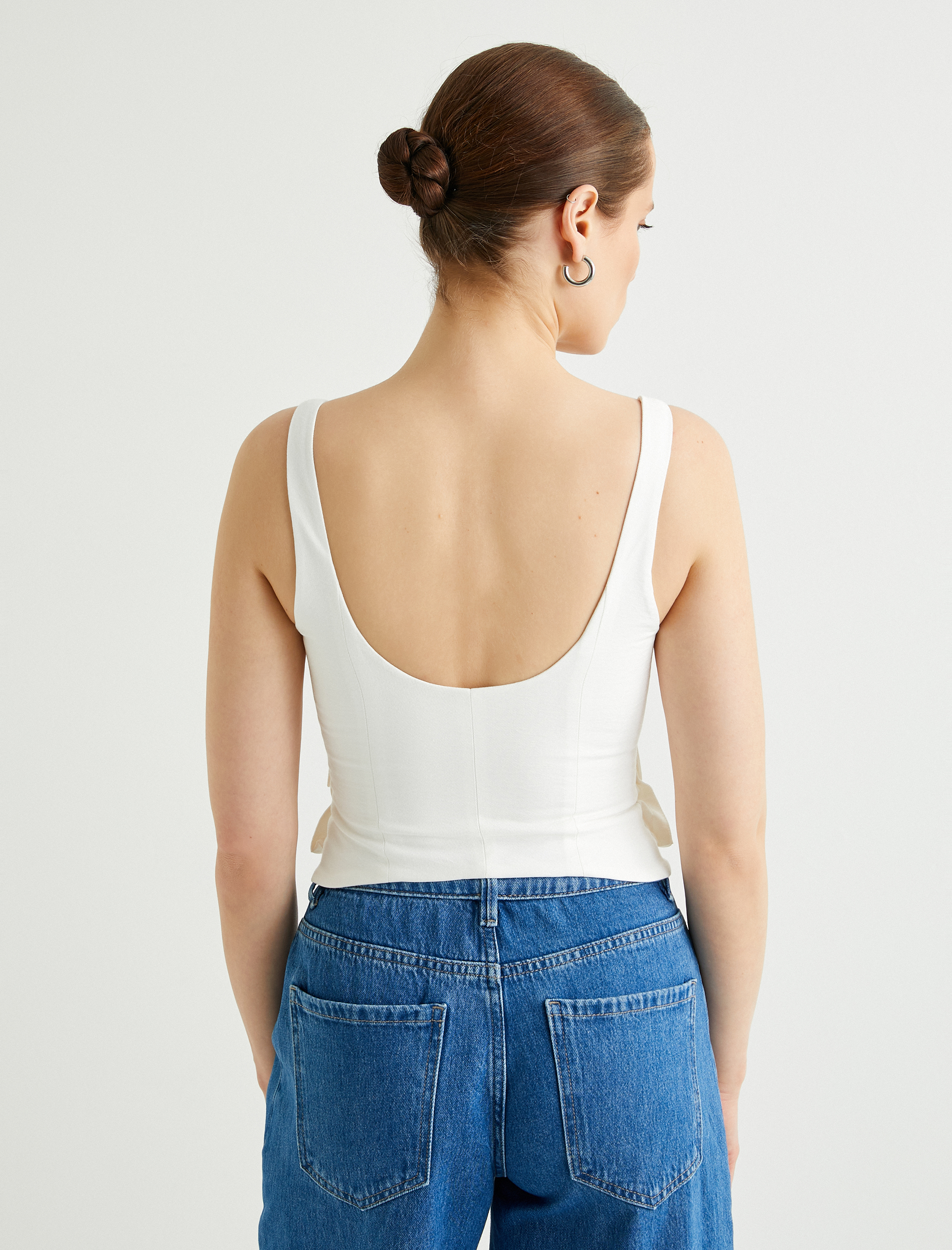   Fermuarlı Yelek Kare Yaka Kargo Cepli