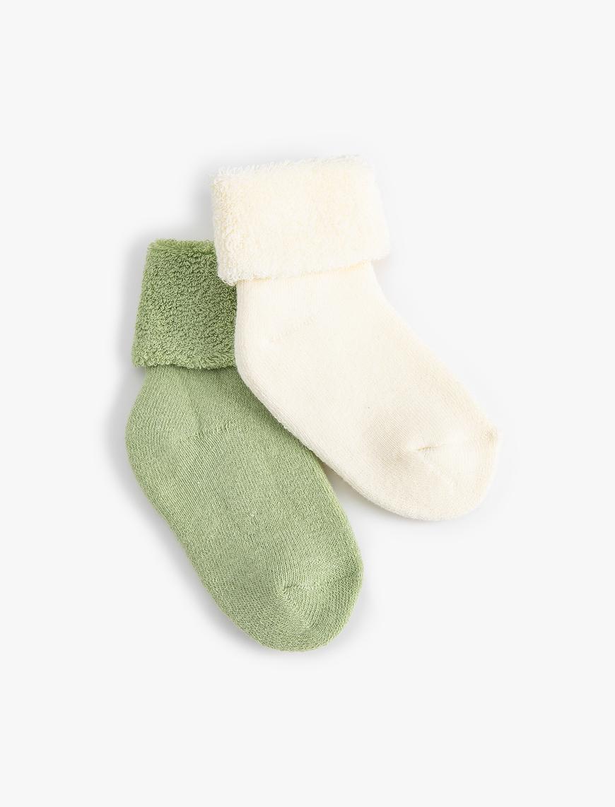  Kız Bebek Havlu Çorap Pamuklu 2'li