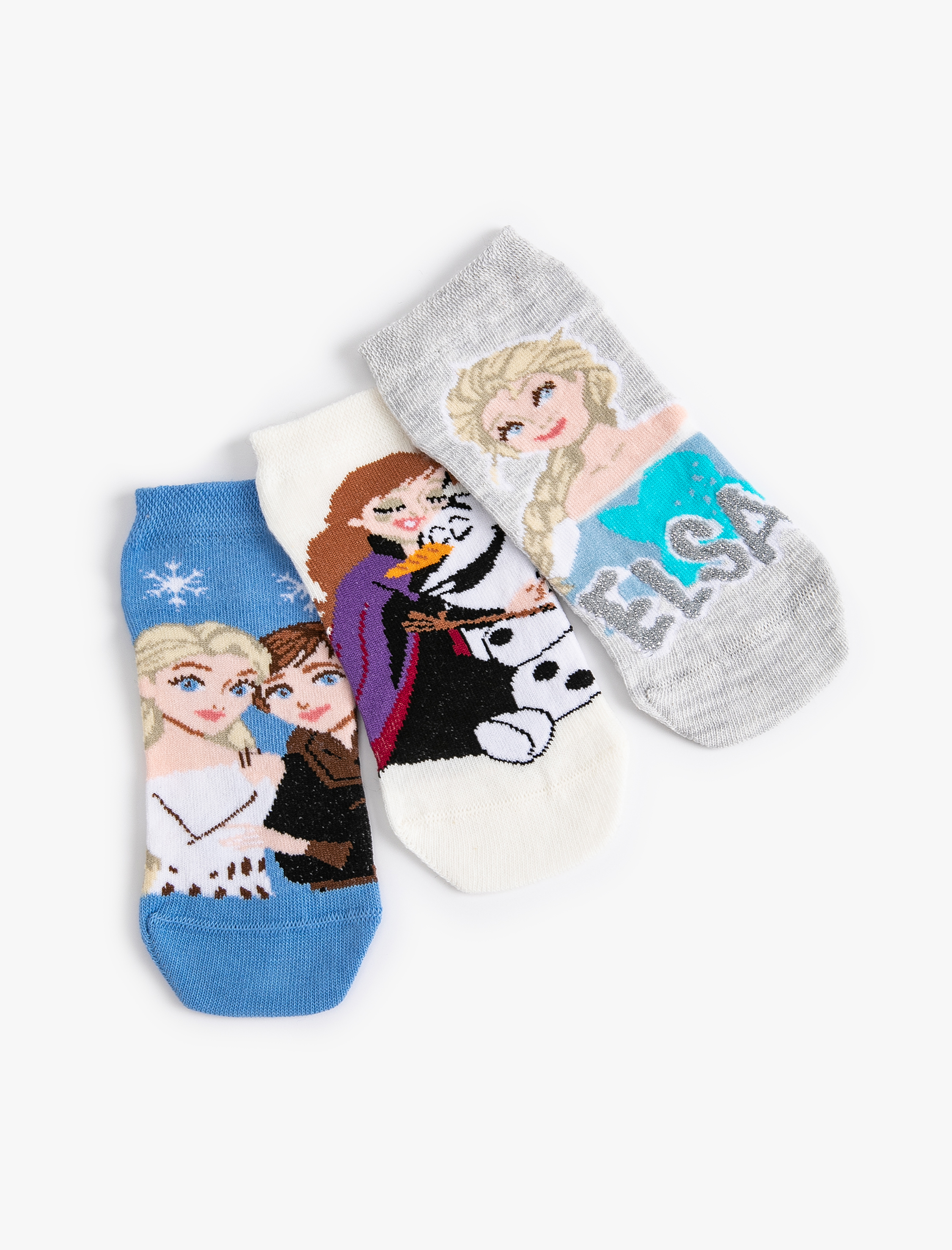  Kız Çocuk 3'lü Frozen Baskılı Çorap Seti Lisanslı