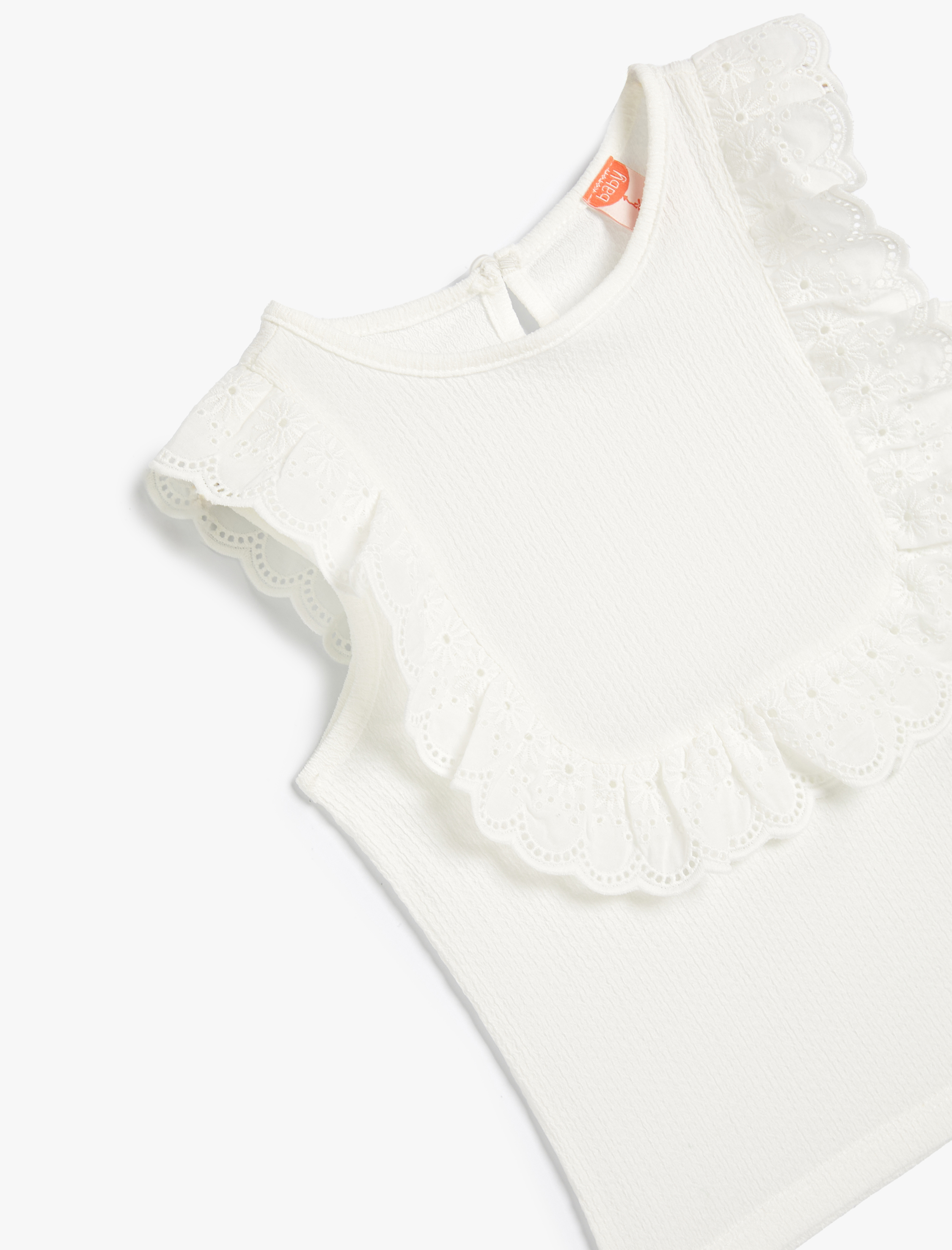  Kız Bebek Atlet Fırfırlı Bisiklet Yaka Kolsuz Güpürlü