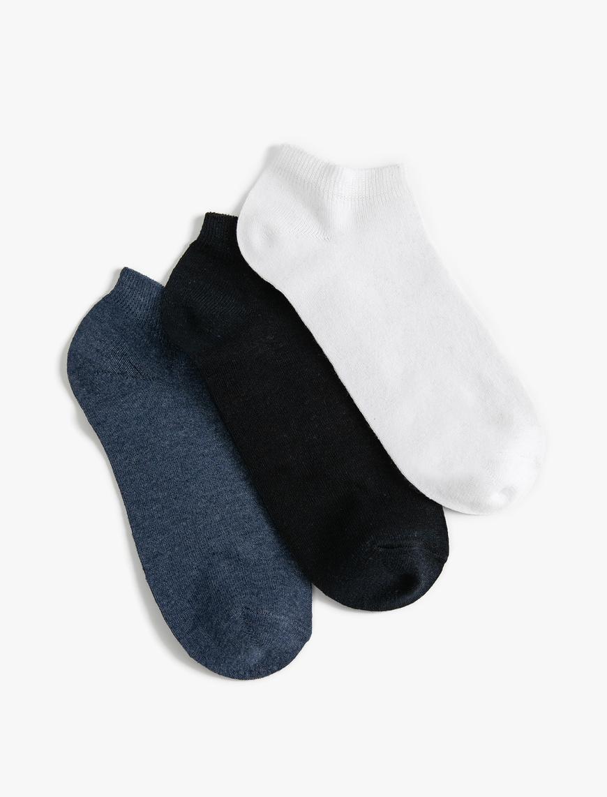  Erkek Basic 3'lü Patik Çorap Seti Çok Renkli