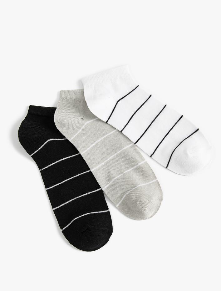 Erkek Spor Çorap Seti Çizgili 3'lü Çok Renkli