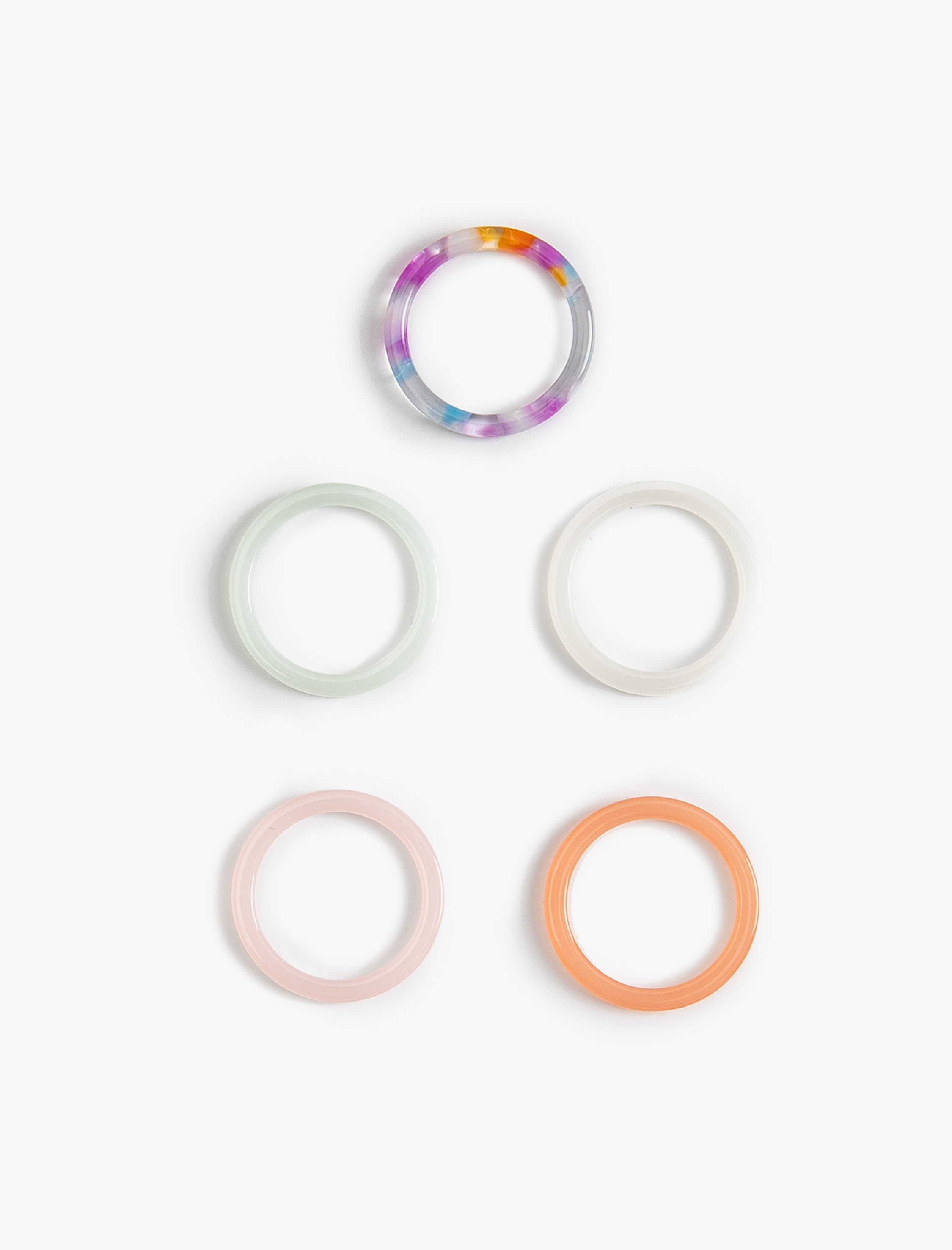  Kadın Renkli Yüzük Seti 5'li Plastik