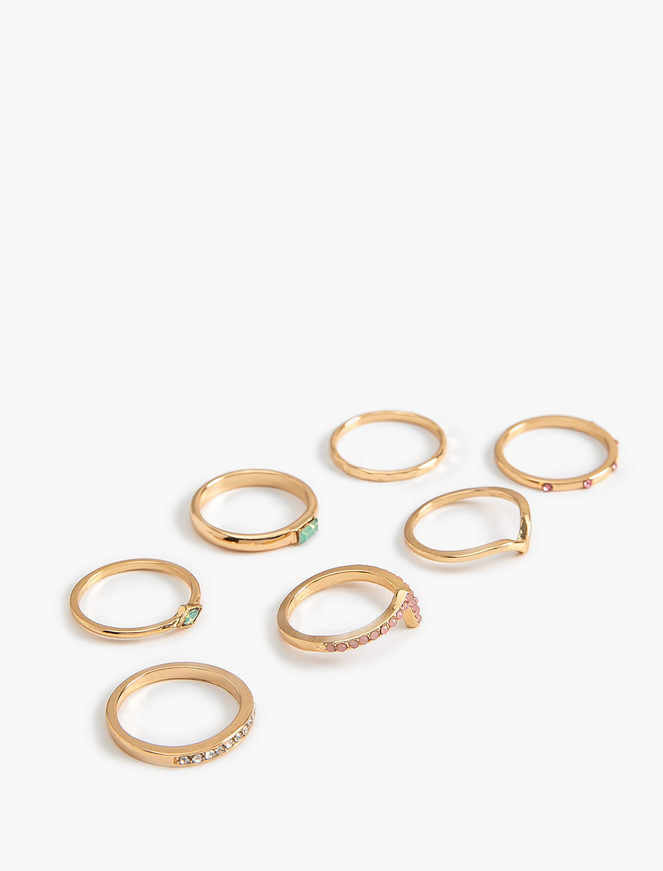  Kadın Vintage Yüzük Seti Çinko Alaşım Taşlı 8'li