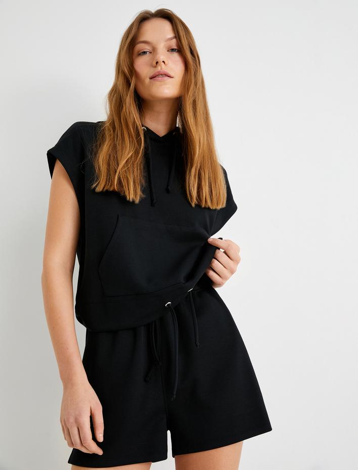  Modal Kumaş Kısa Şort Rahat Kalıp Beli Bağlamalı Cepli