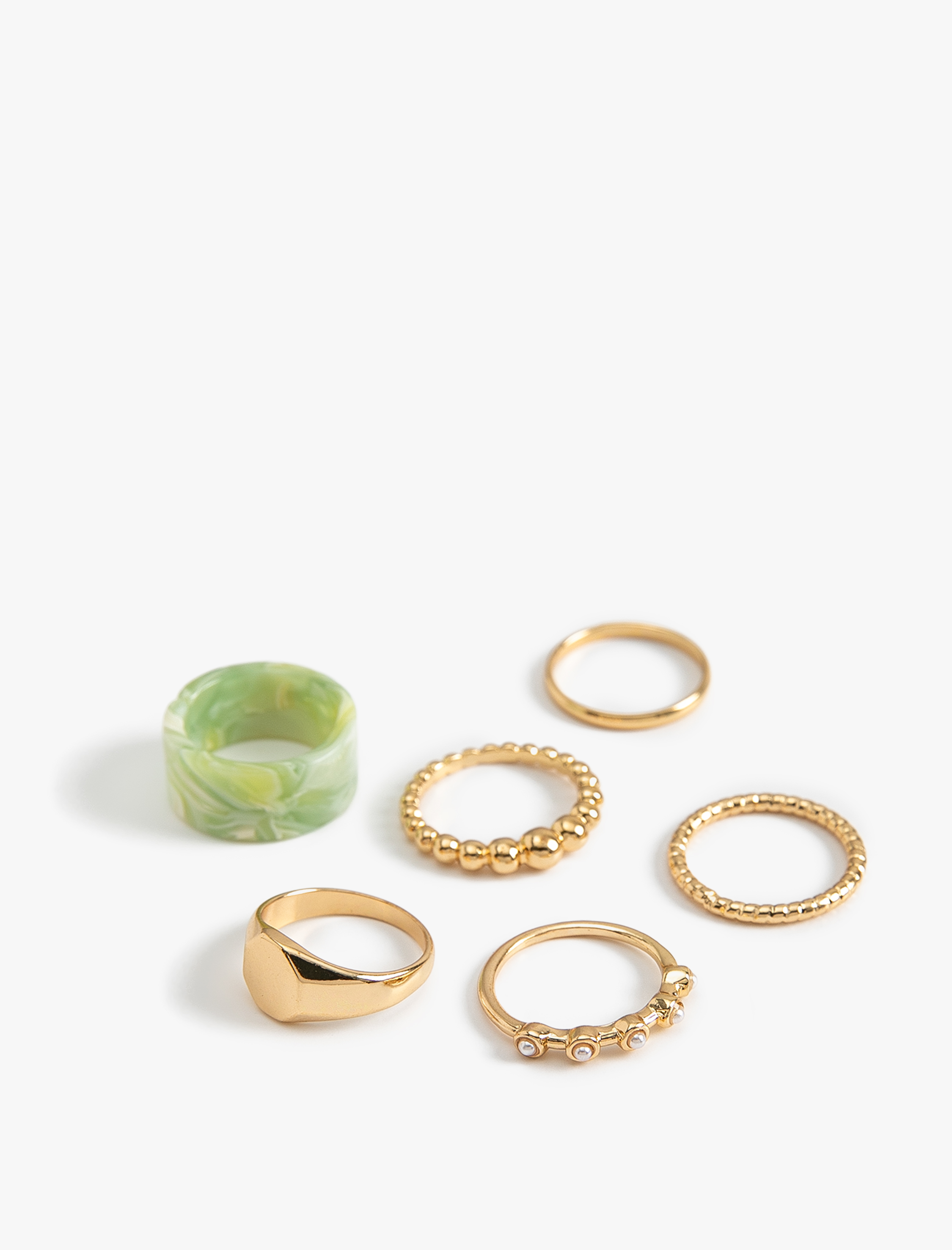  Kadın Doğal Dokulu Yüzük Seti 6'lı