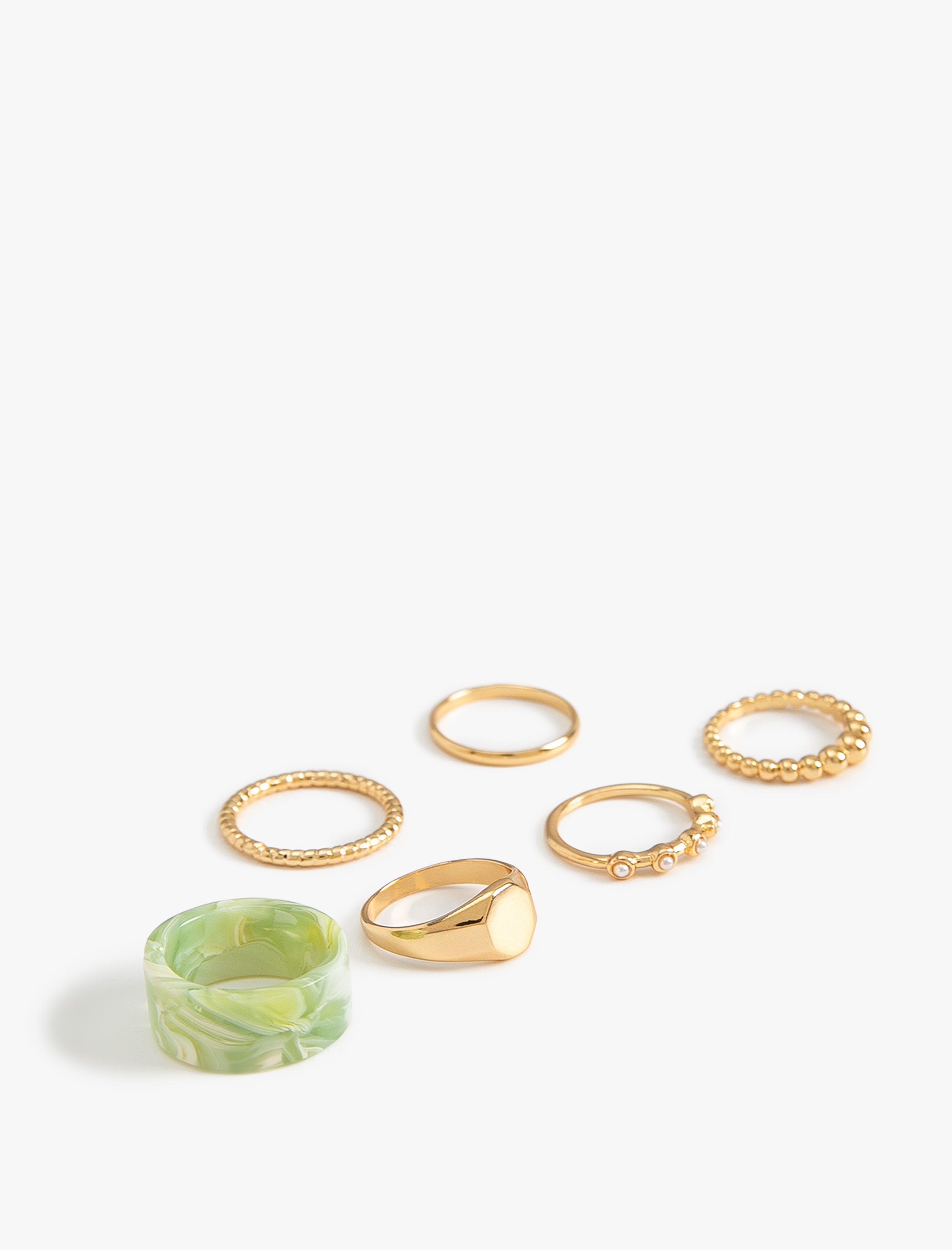  Kadın Doğal Dokulu Yüzük Seti 6'lı