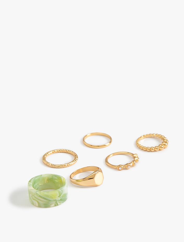 Kadın Doğal Dokulu Yüzük Seti 6'lı