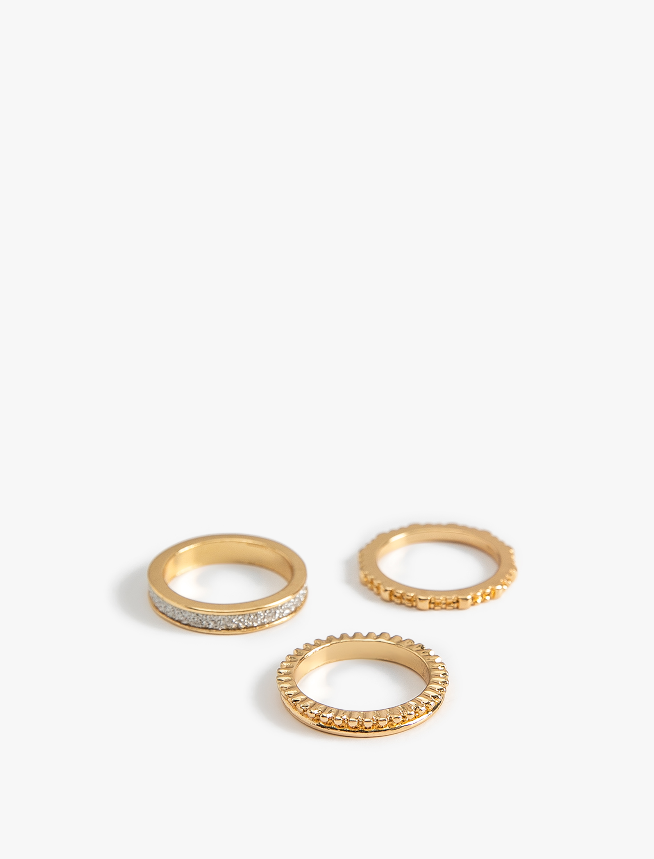  Kadın Dokulu Yüzük Seti 3'lü Çinko Alaşım