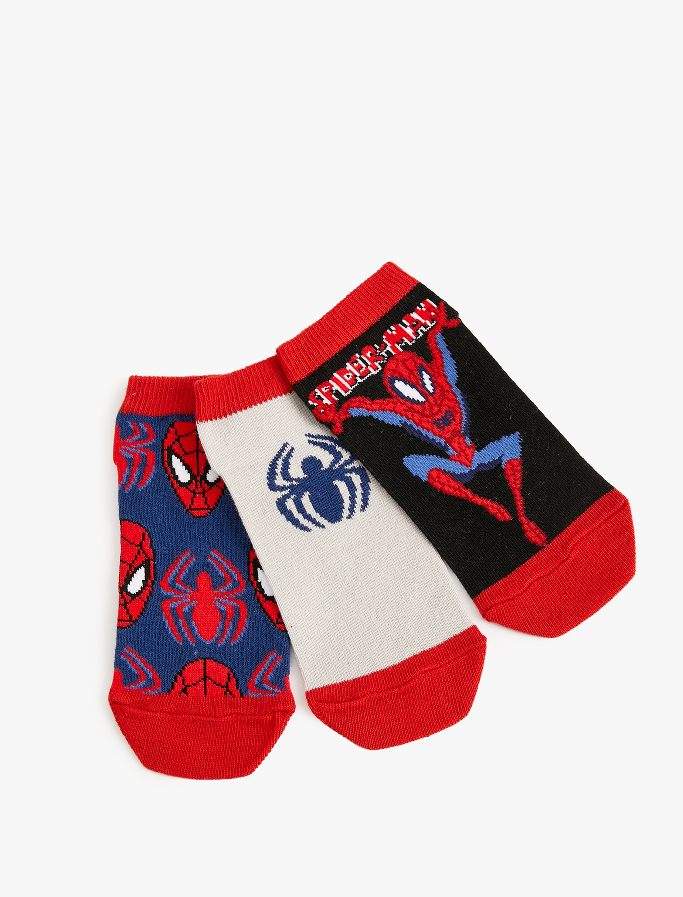  Erkek Çocuk 3'lü Spiderman Lisanslı Çorap Seti