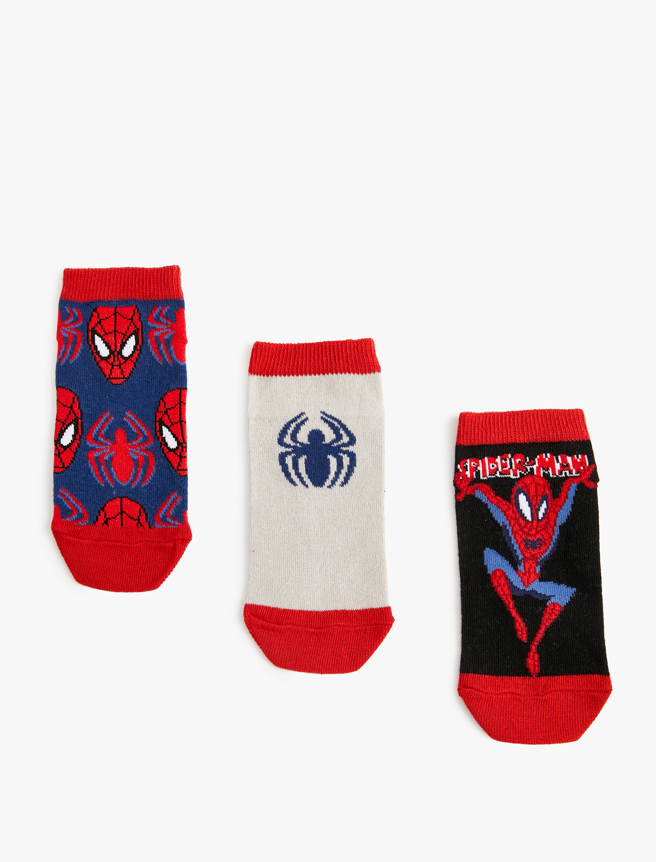  Erkek Çocuk 3'lü Spiderman Lisanslı Çorap Seti