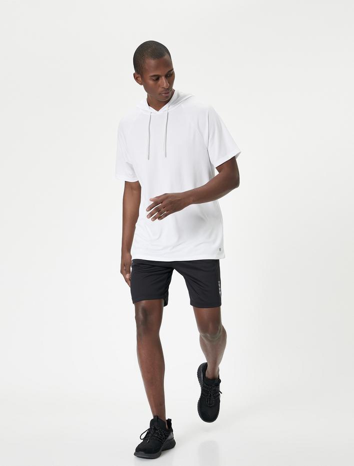  Kapşonlu Spor Tişört Kısa Kollu