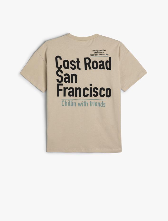 Erkek Çocuk Oversize Tişört Slogan Baskılı Kısa Kollu Bisiklet Yaka Pamuklu