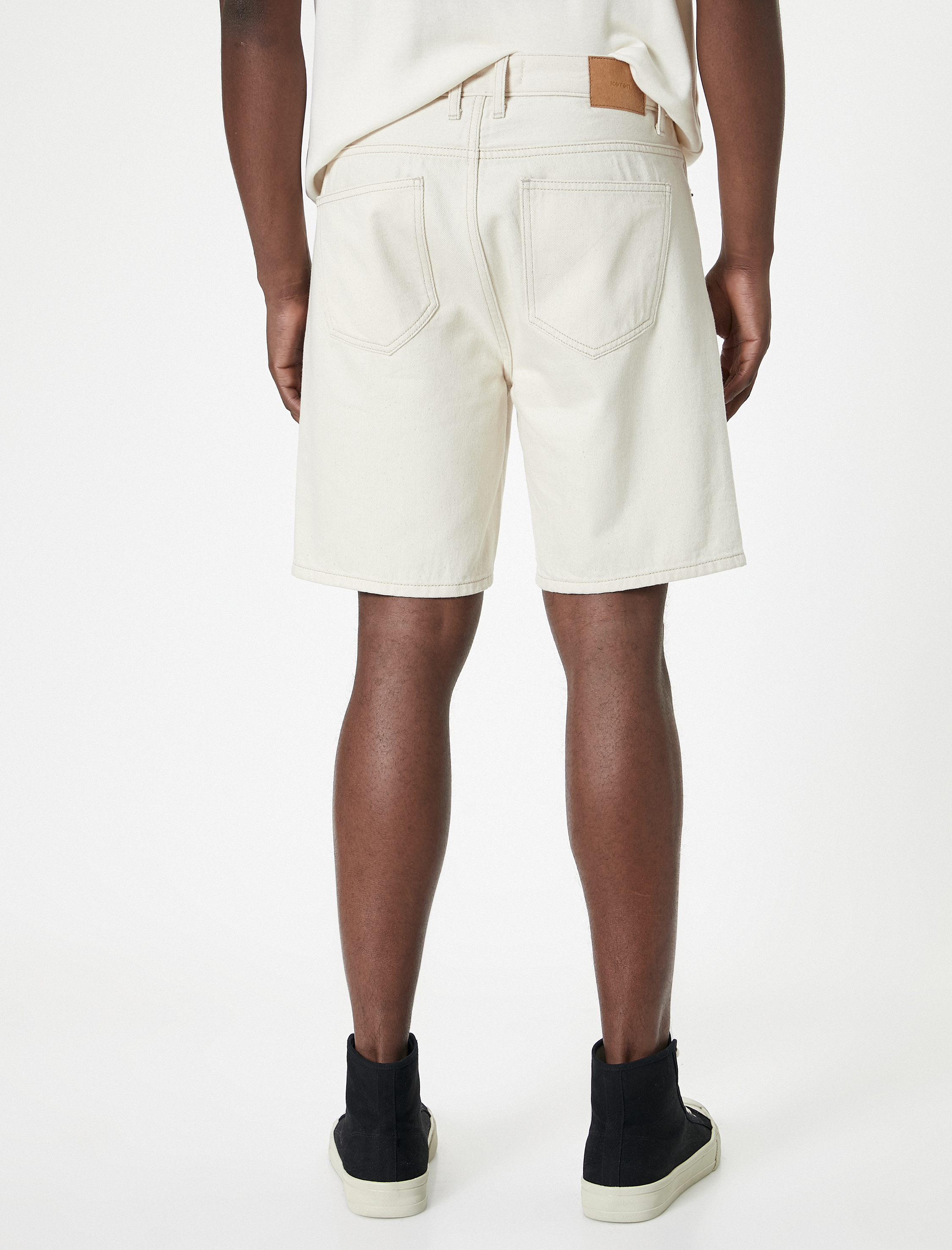   Oversize Bermuda Kot Şort 5 Cep Düğmeli