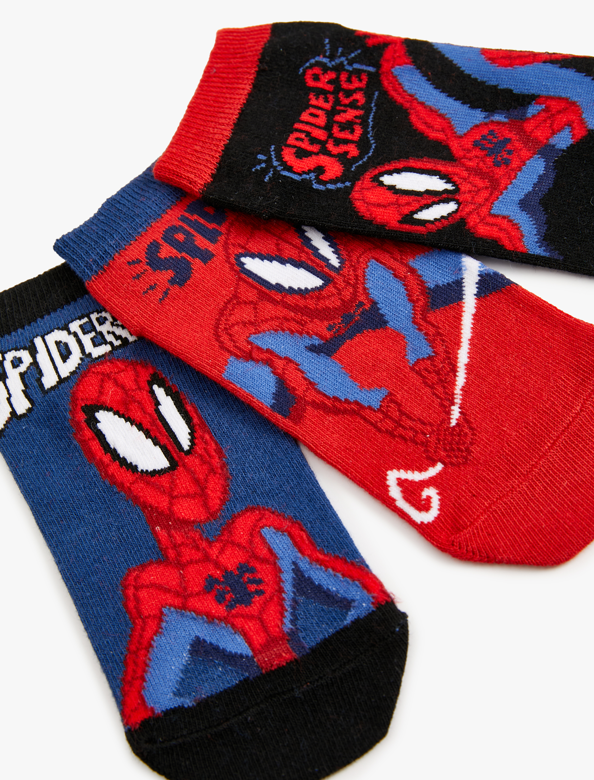  Erkek Çocuk 3'lü Spiderman Lisanslı Çorap Seti