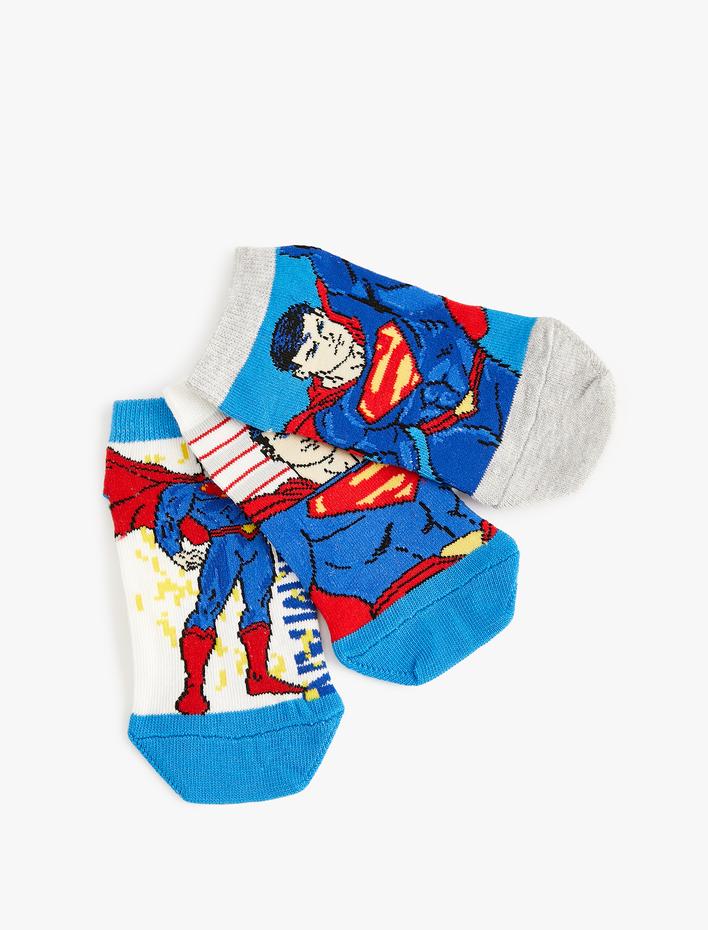 Erkek Çocuk 3'lü Superman Lisanslı Çorap Seti