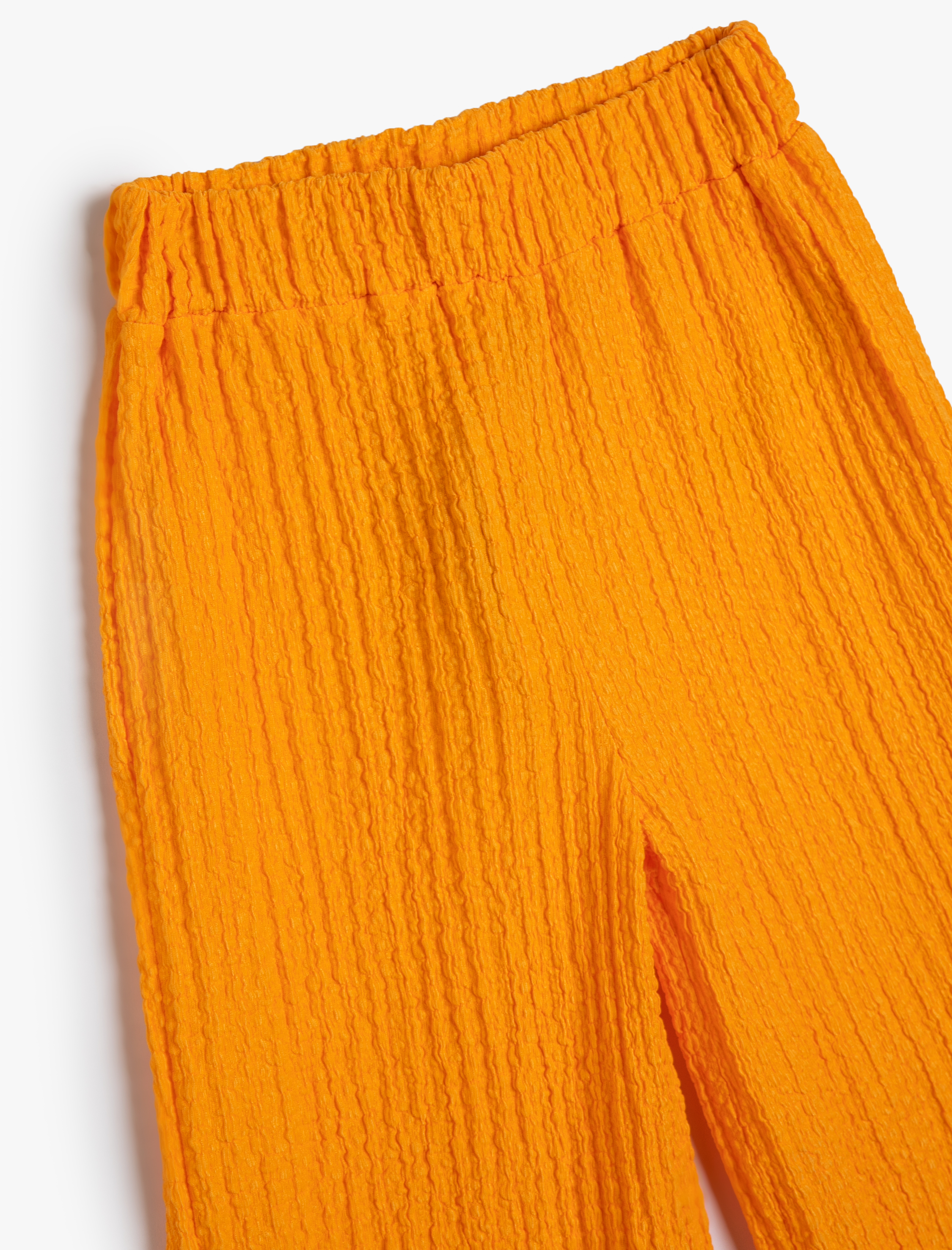  Kız Çocuk Bol Paça Pantolon Rahat Kesim Beli Lastikli Dokulu