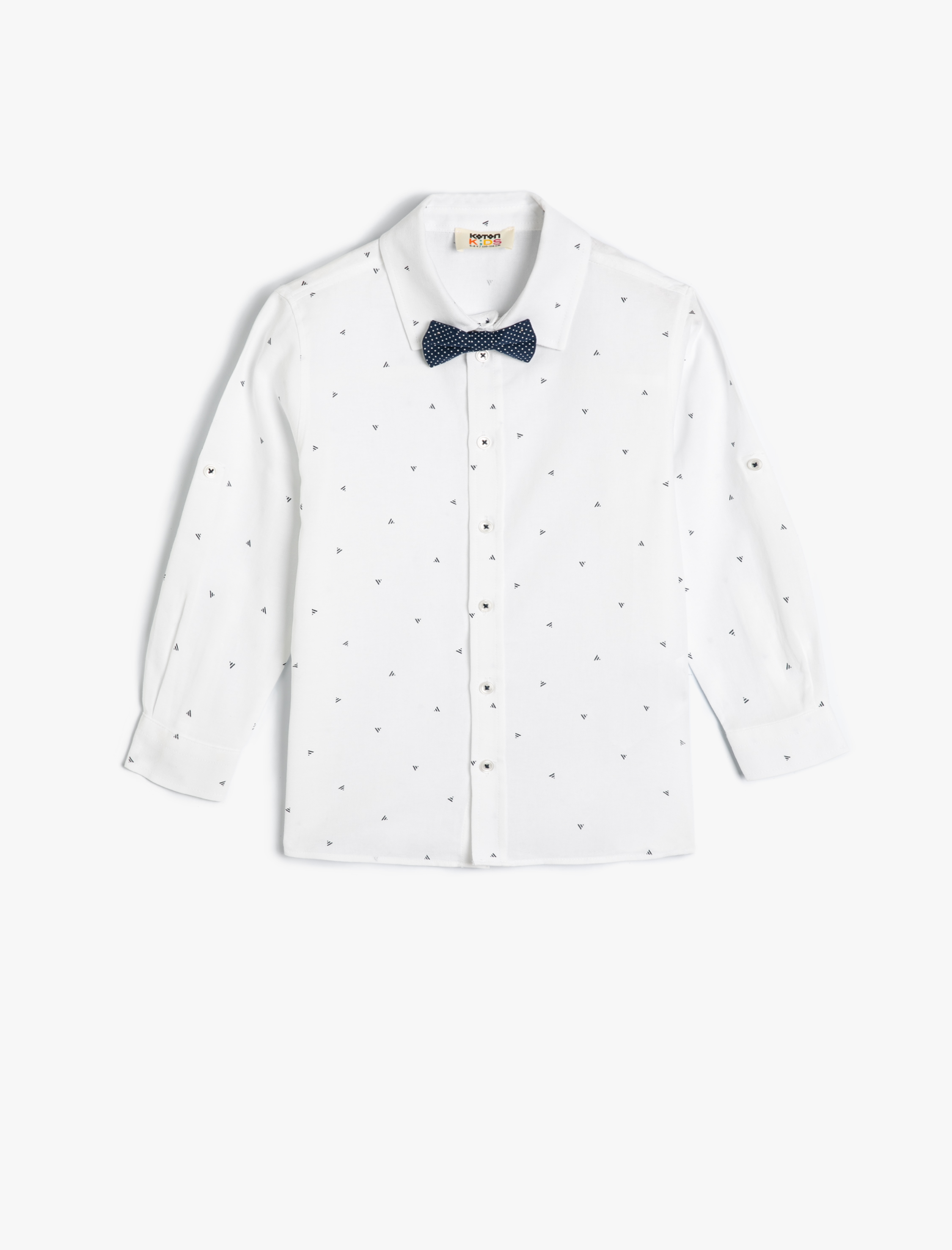  Erkek Çocuk Papyonlu Gömlek Uzun Kollu Klasik Yaka Puantiyeli
