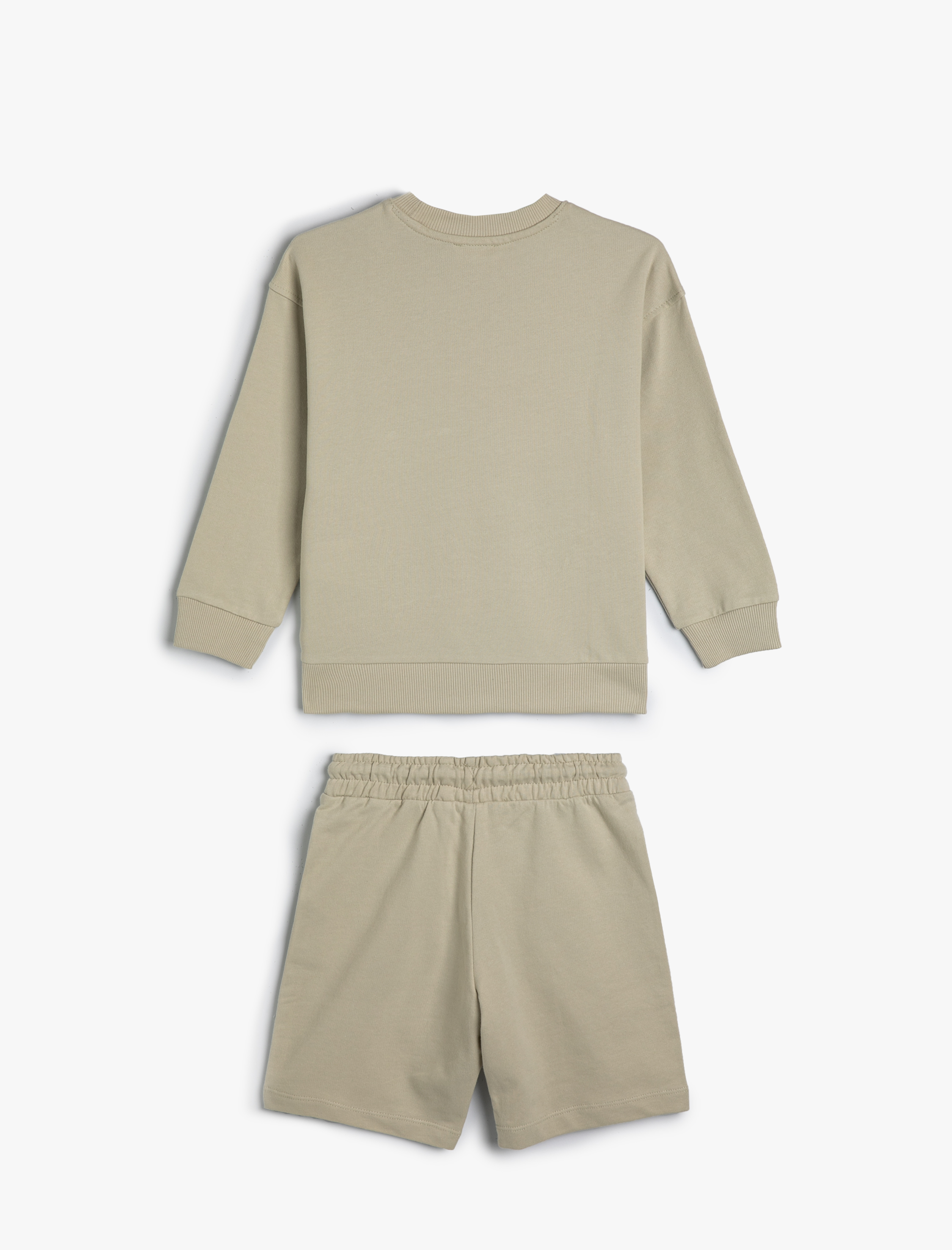  Erkek Çocuk 2'li Şort Sweatshirt  Baskı Detaylı Pamuklu