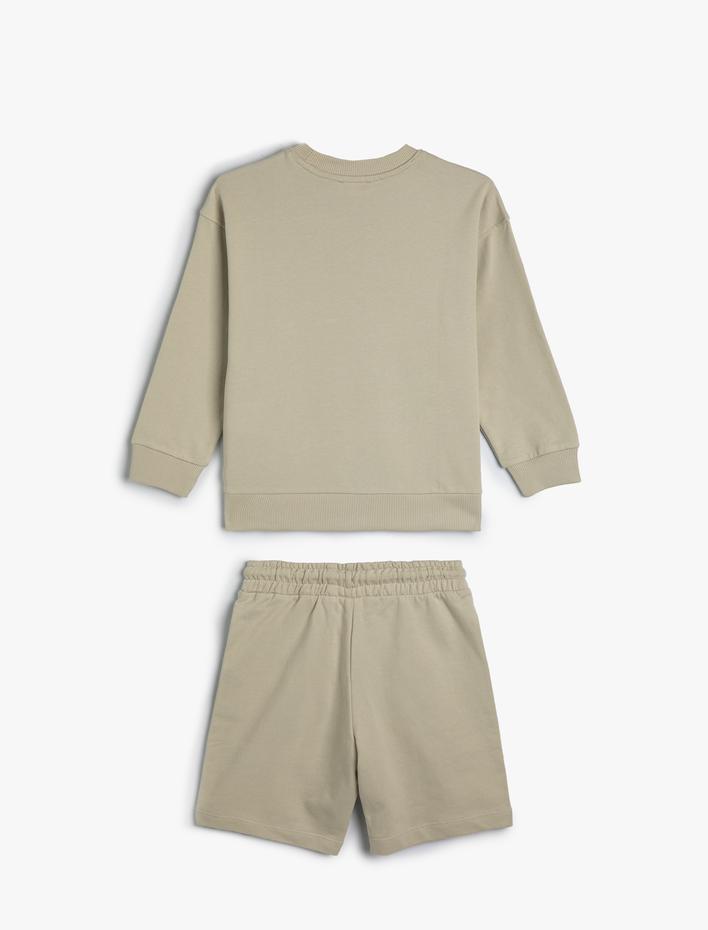 Erkek Çocuk 2'li Şort Sweatshirt  Baskı Detaylı Pamuklu